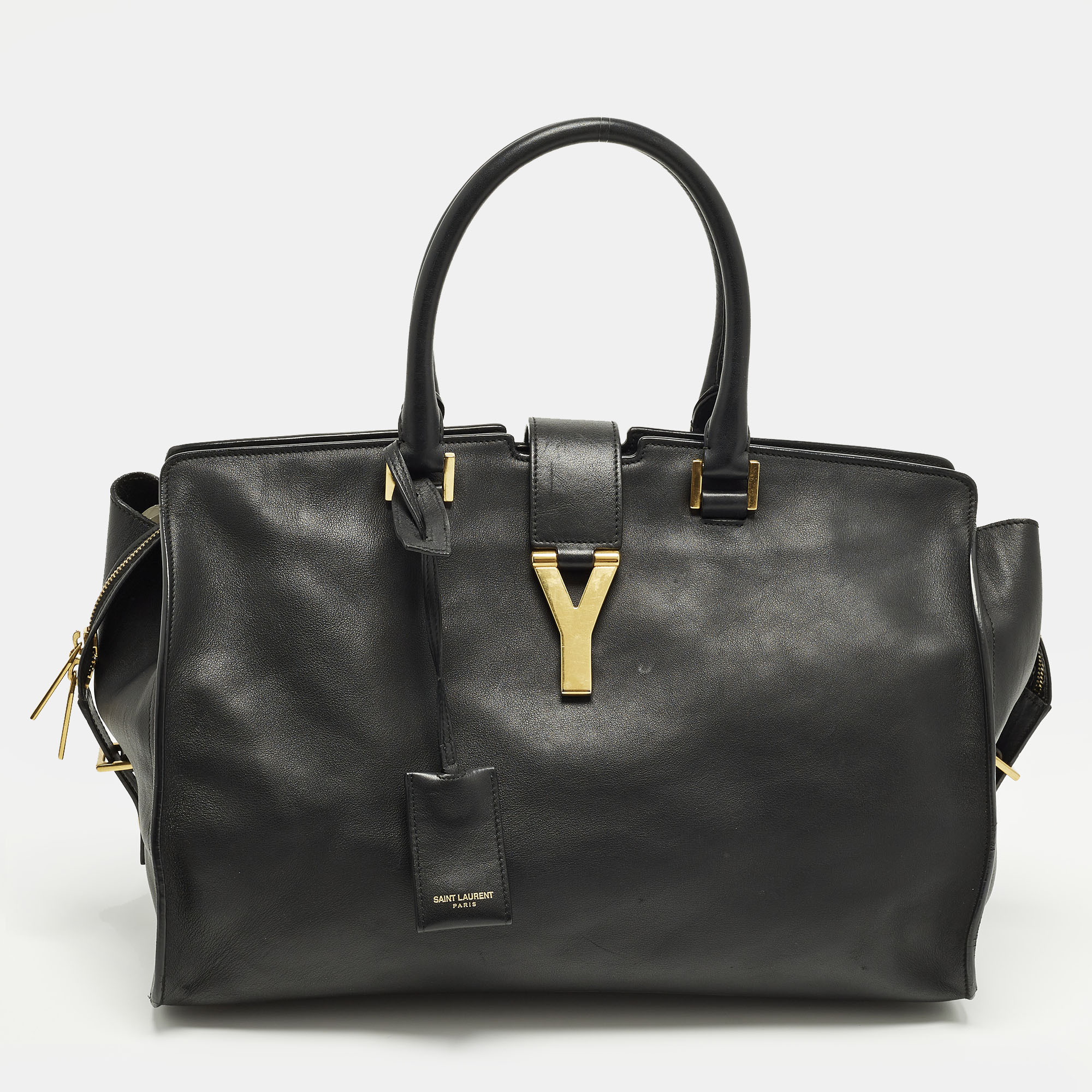 

Saint Laurent Cabas Ligne Y  Black Leather Tote