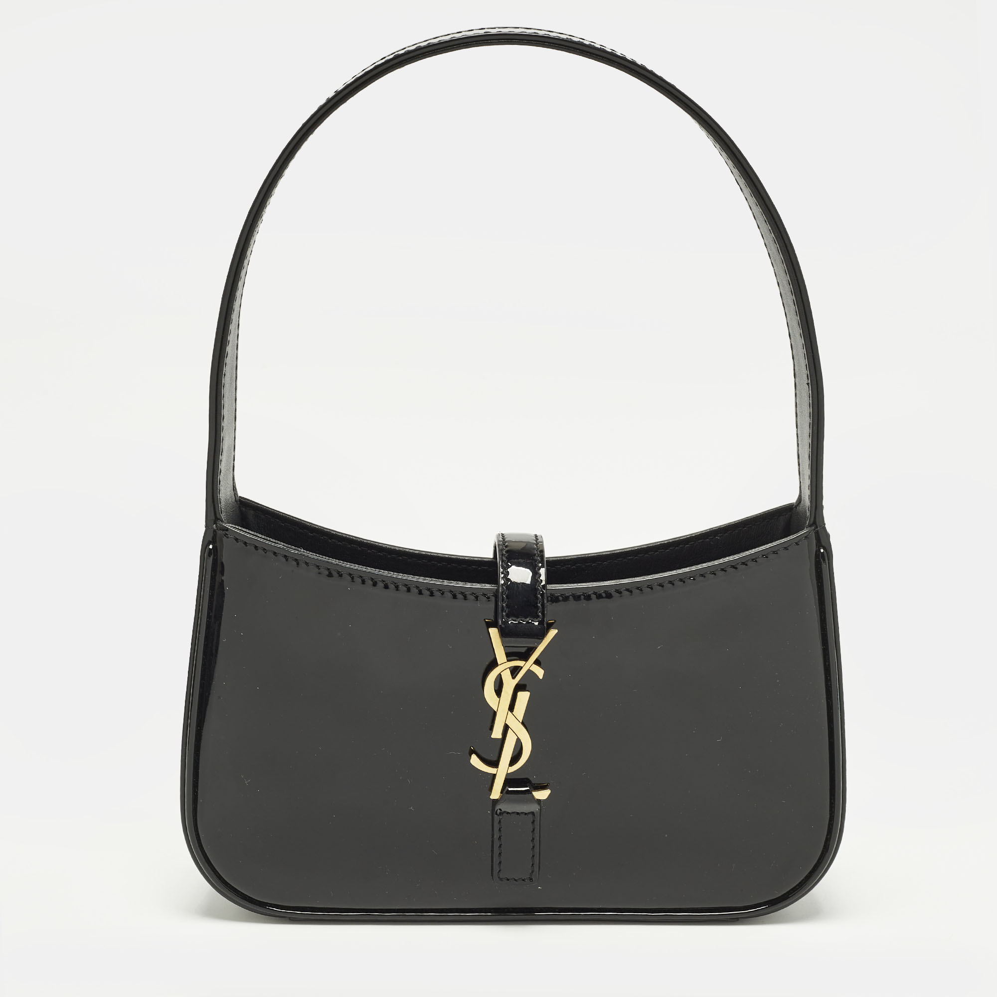 

Saint Laurent LE 5 À 7 Mini Black Patent Leather Hobo