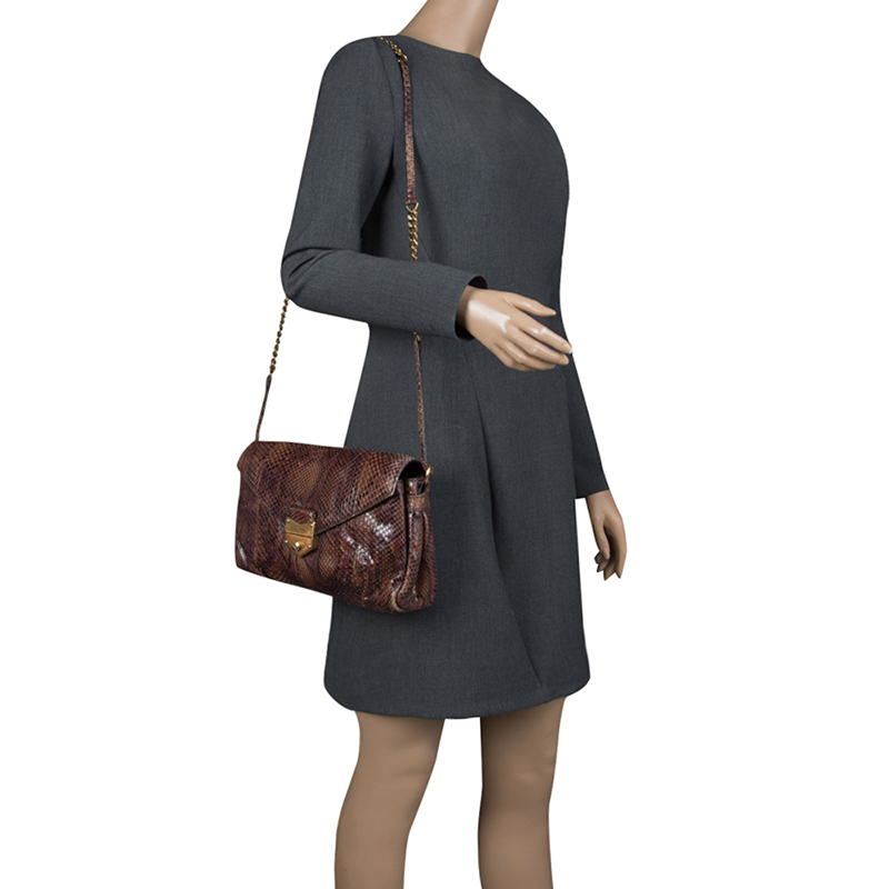 

Yves Saint Laurent Brown Python Shoulder Bag