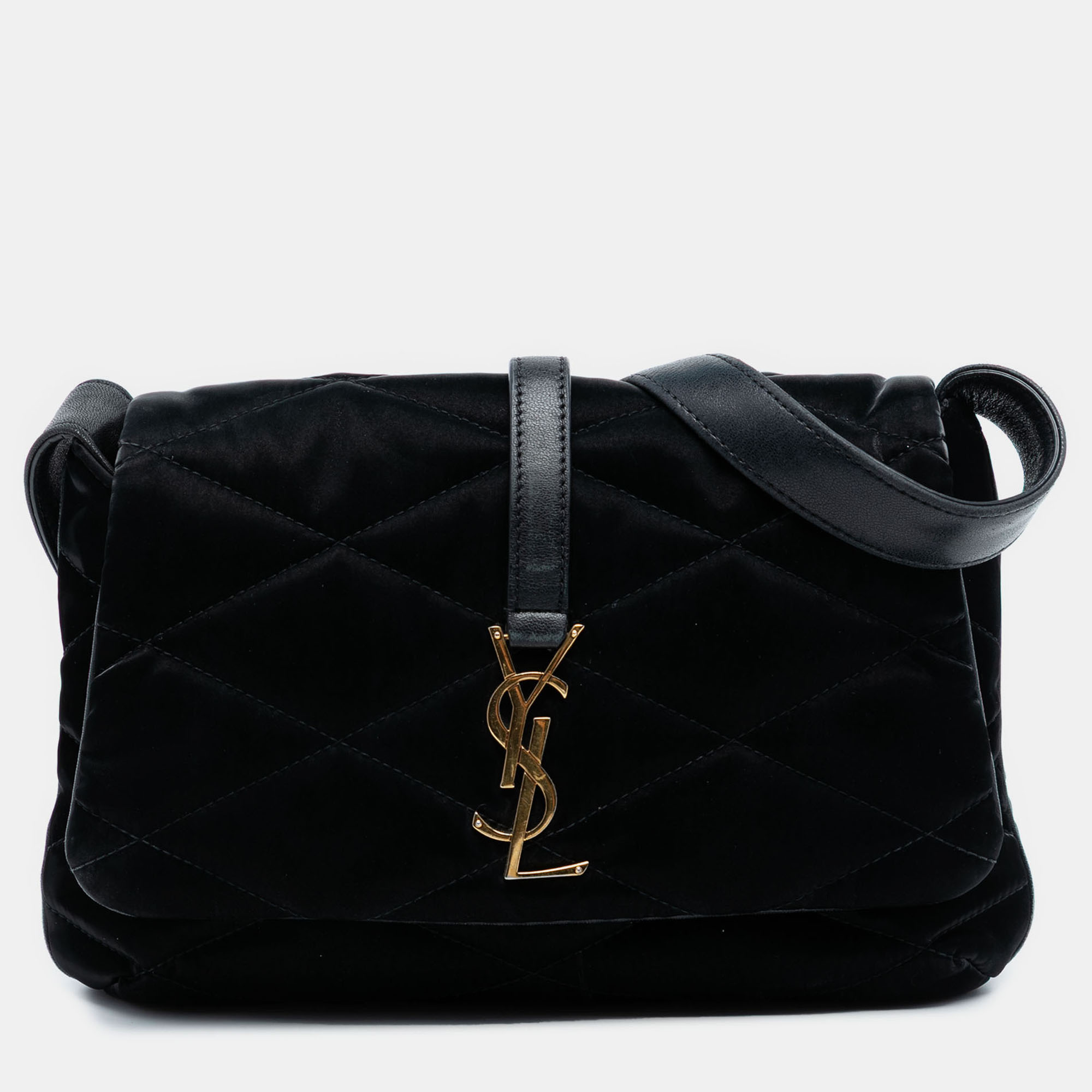

Saint Laurent Paris Black Quilted Satin Le 57 Shoulder Bag