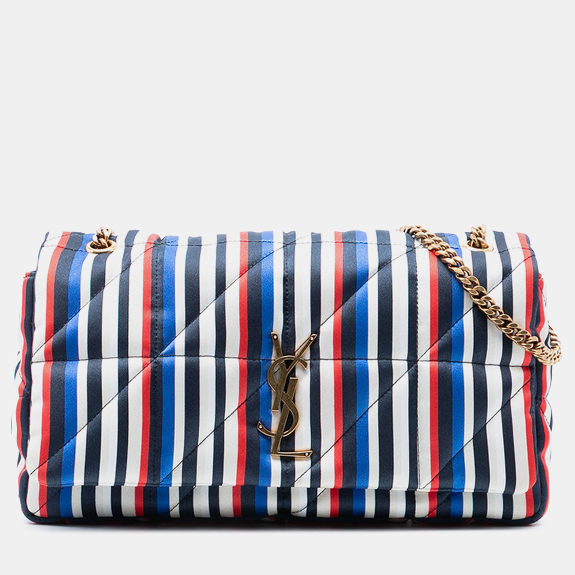 

Saint Laurent Paris White Medium Quilted Silk Carre Patchwork Jamie Shoulder Bag