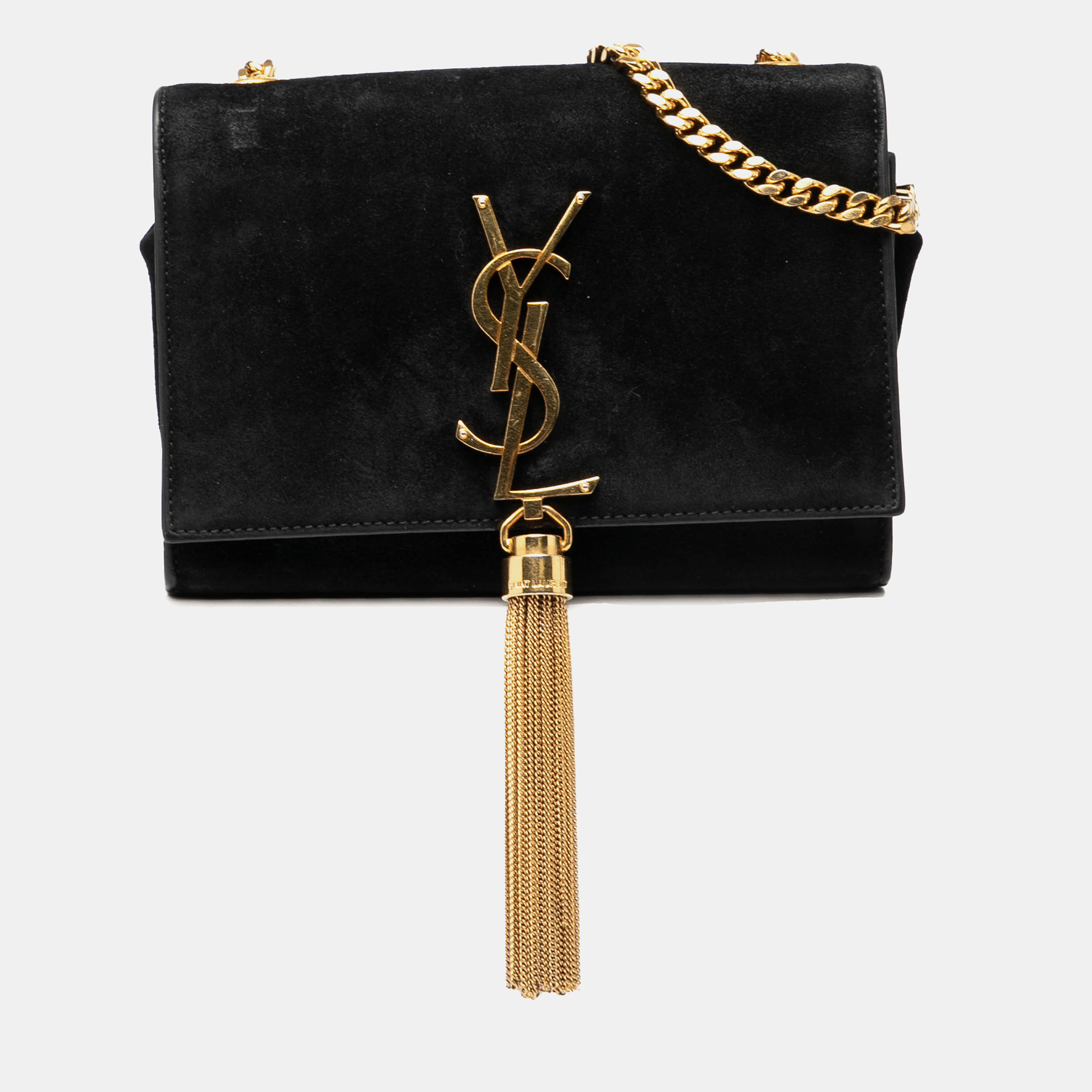 

Saint Laurent Paris Black Small Suede Monogram Kate Tassel Crossbody