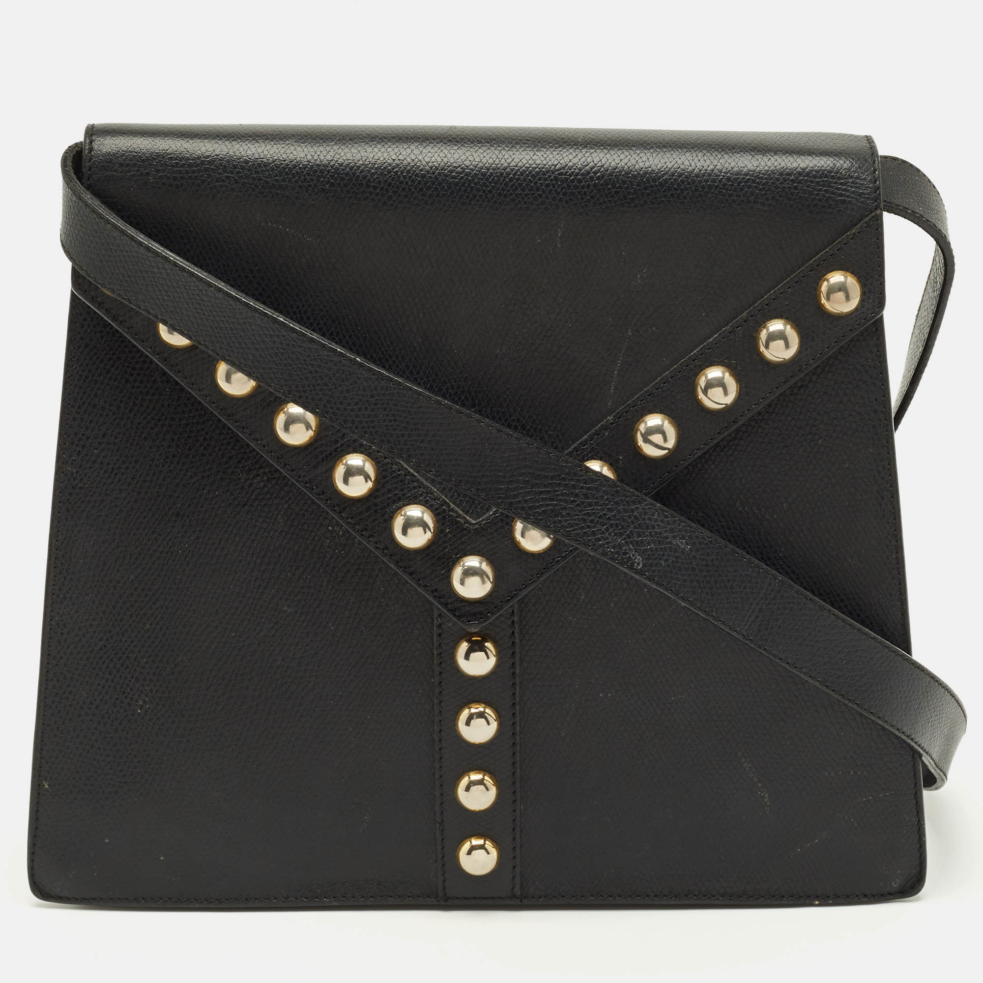 

Saint Laurent Y Studded Envelope Black Leather Crossbody Bag