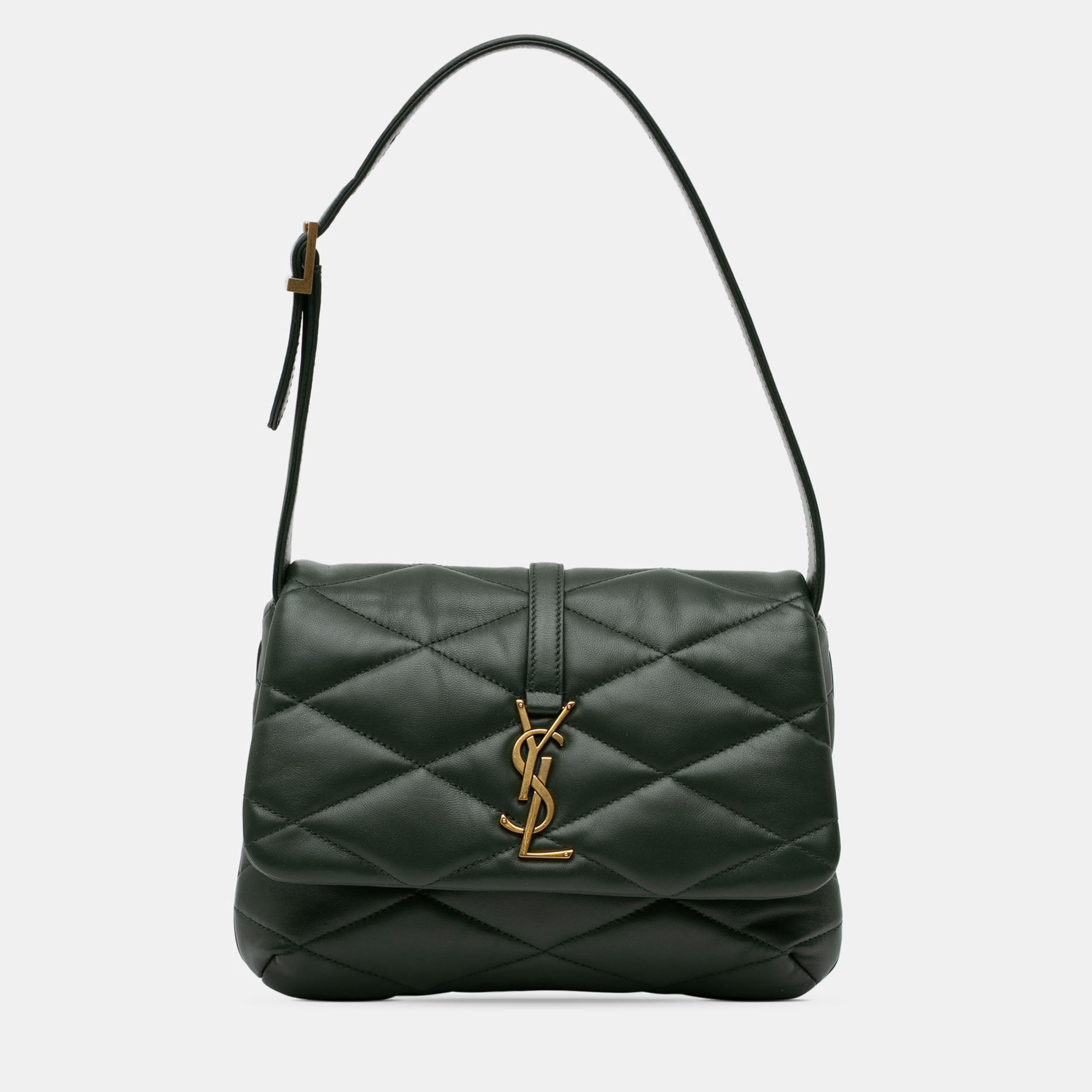 

Saint Laurent Paris Green Quilted Lambskin Le 57 Diamond Shoulder Bag