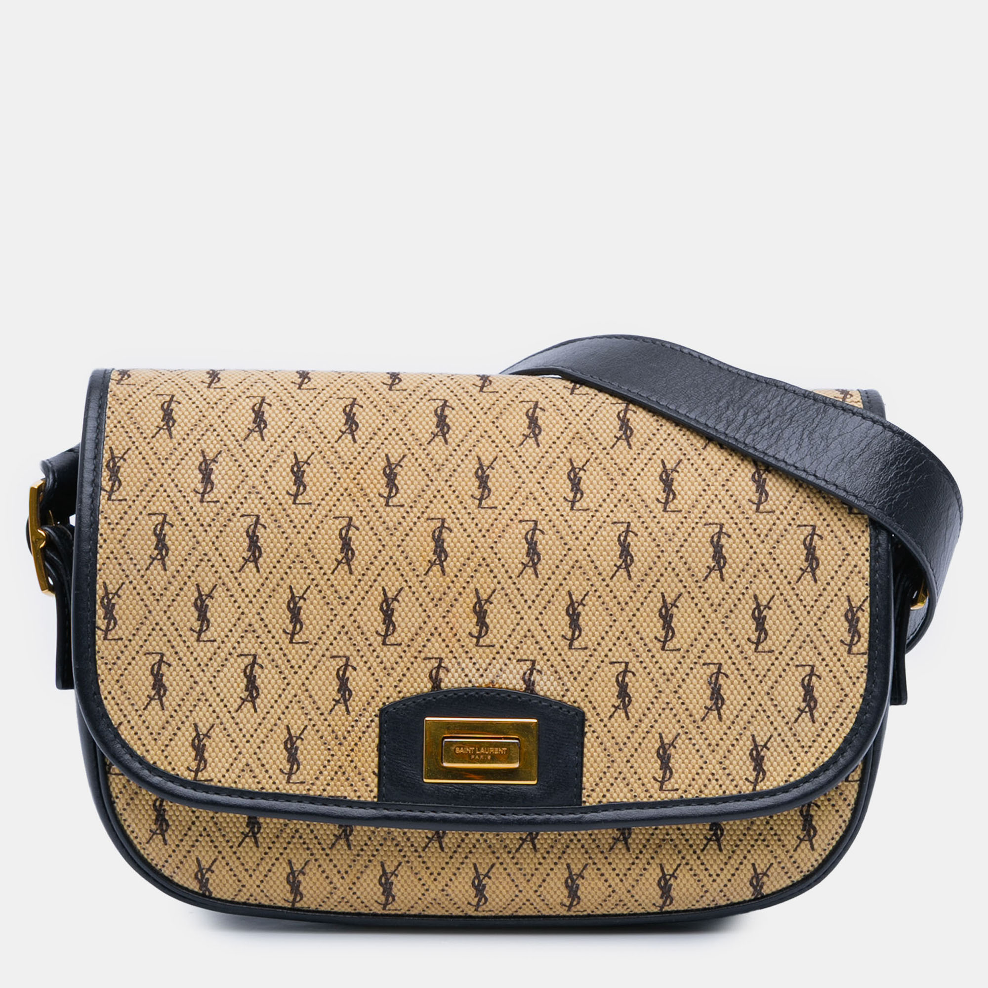 

Saint Laurent Paris Brown Medium Canvas Monogram All Over Crossbody