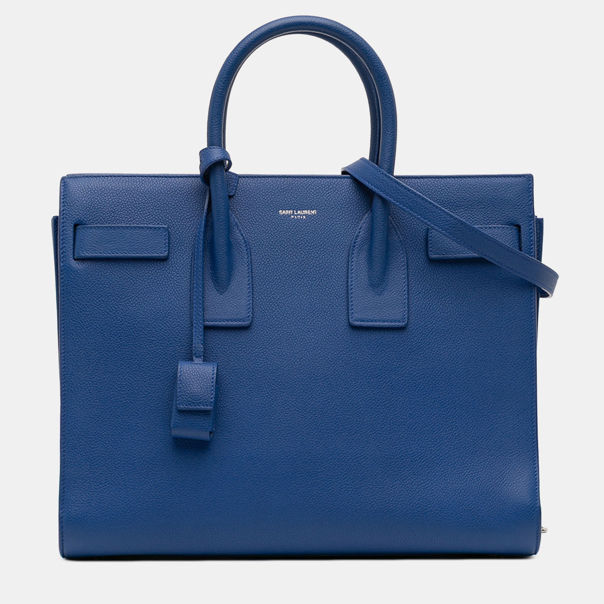

Saint Laurent Paris Blue Small Leather Sac De Jour Satchel