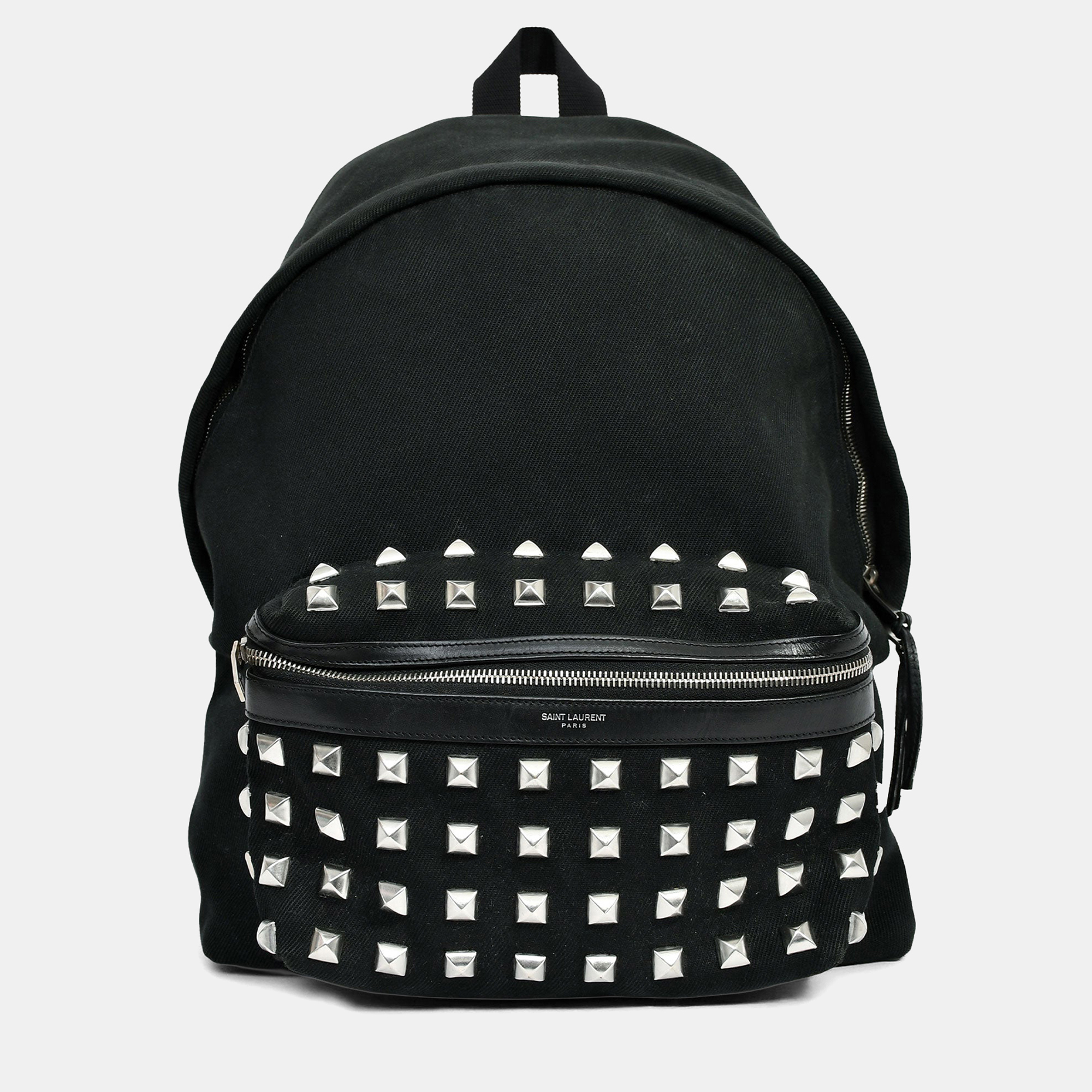 

Saint Laurent Black Canvas City Studs Backpack