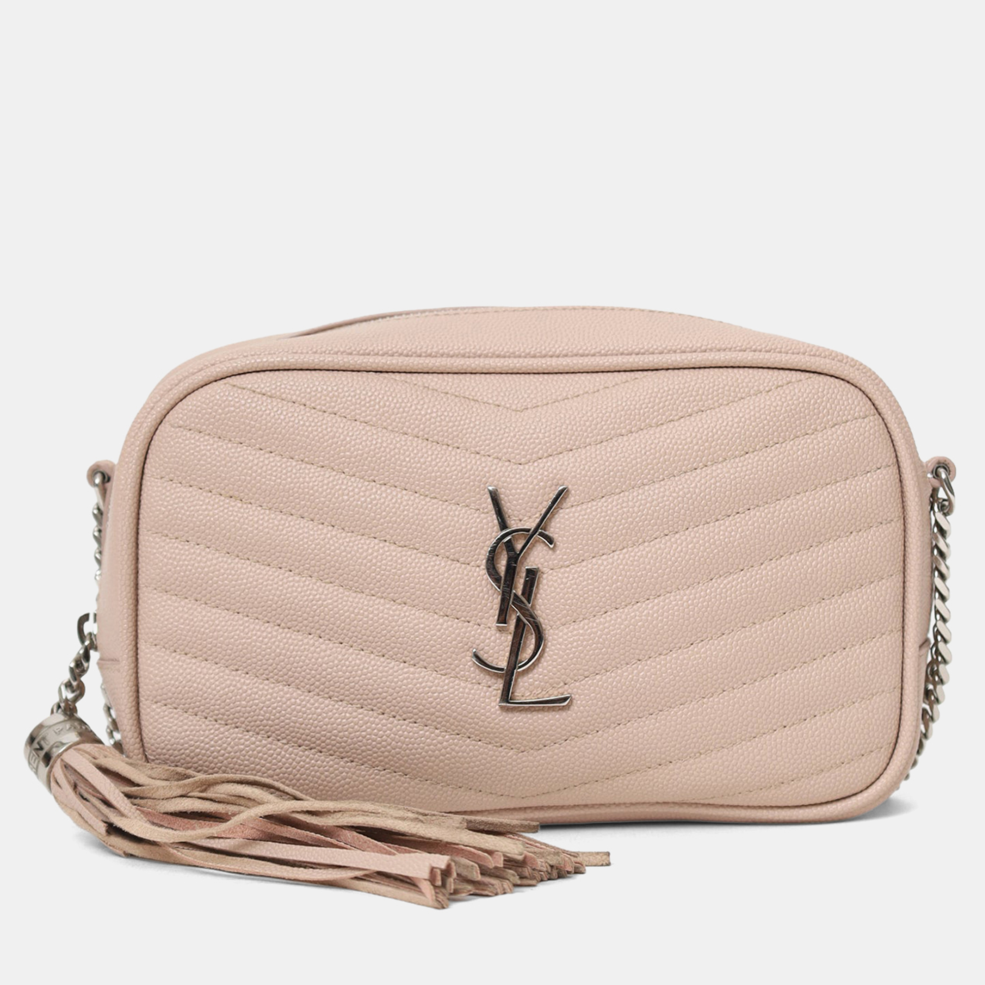 

Saint Laurent Light Pink Grained Leather Mini Lou Camera Bag