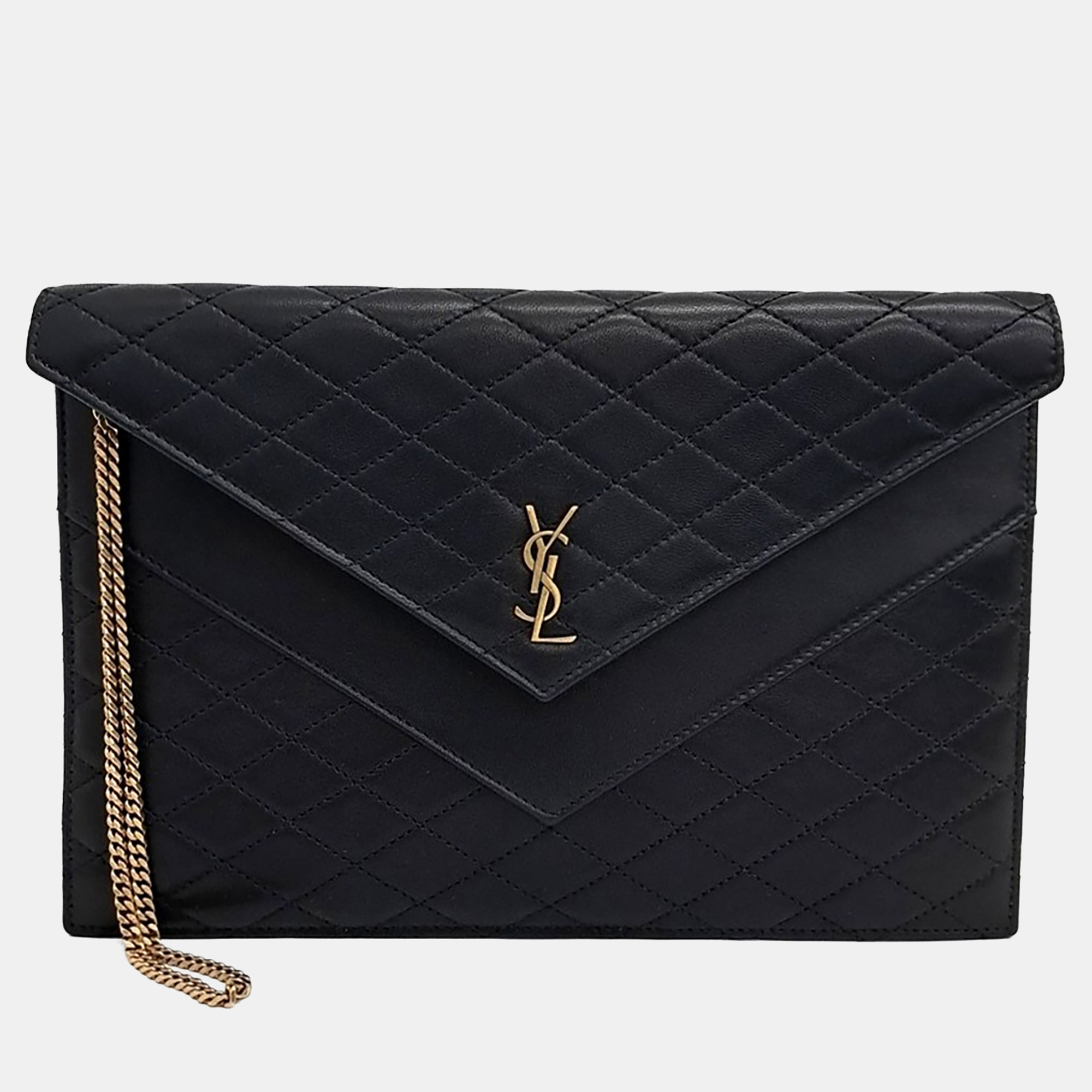 

Saint Laurent Paris Black Leather Gaby Flap Chain Pouch
