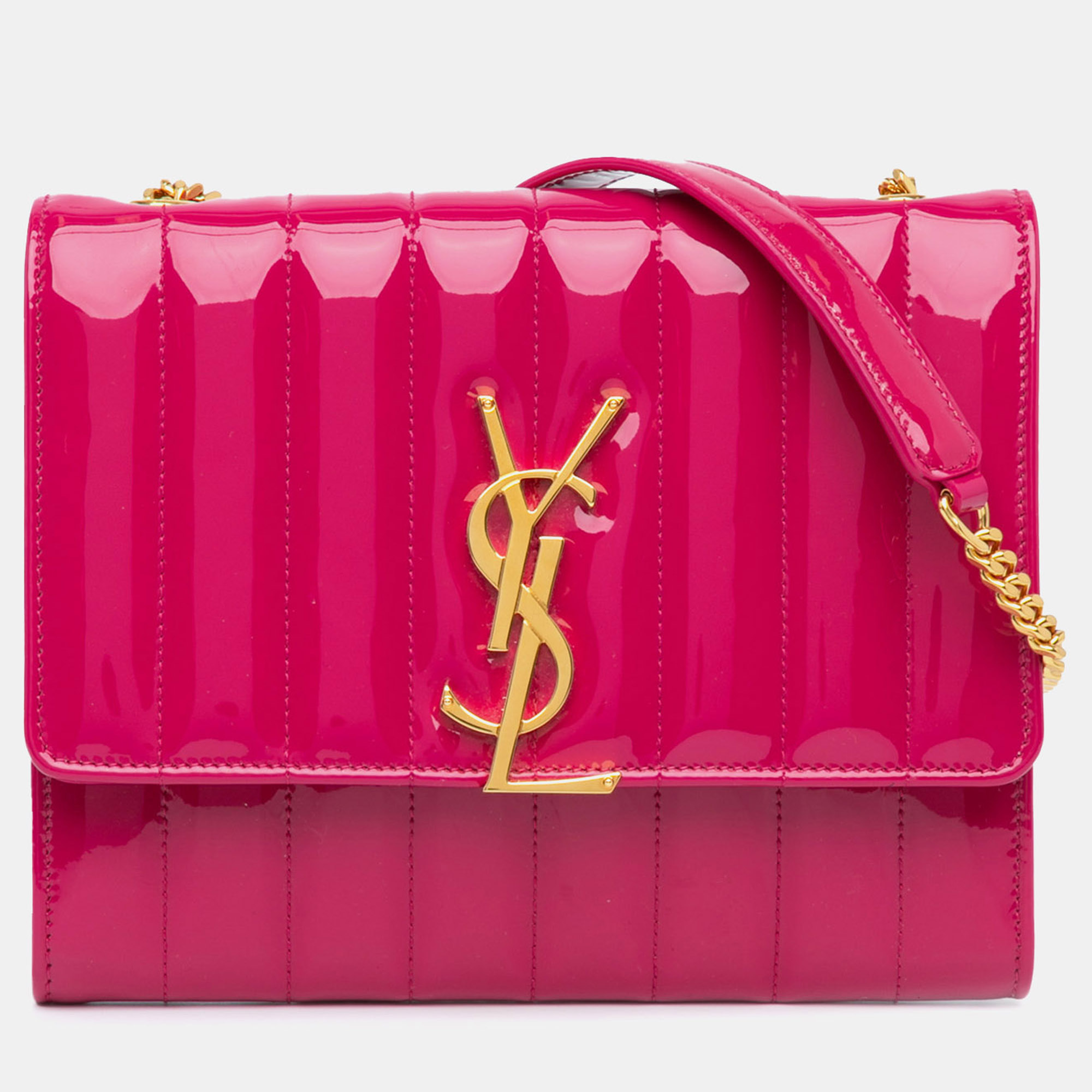 

Saint Laurent Paris Pink Medium Patent Vicky Crossbody