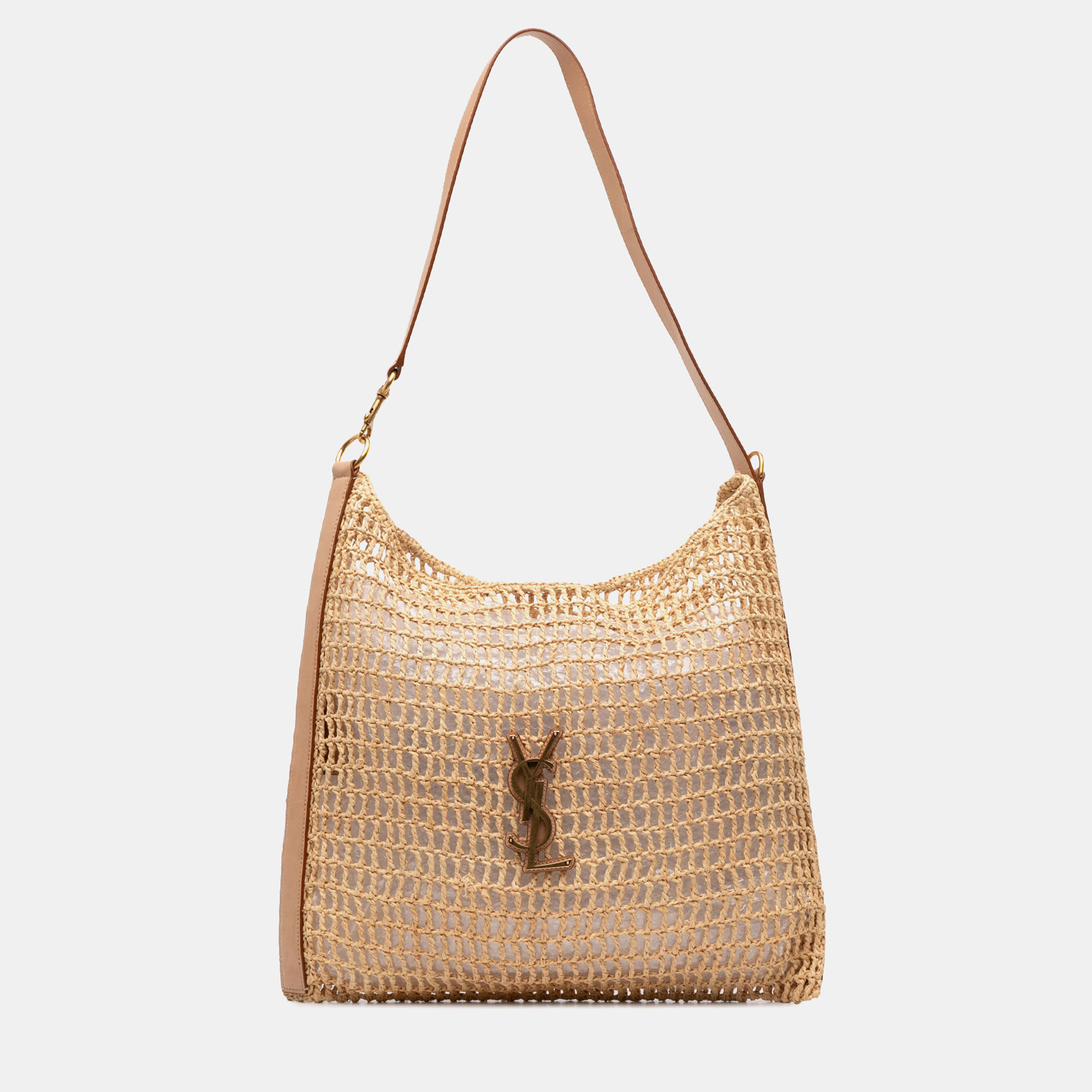 

Saint Laurent Paris Brown Crochet Raffia Oxalis Shoulder Bag