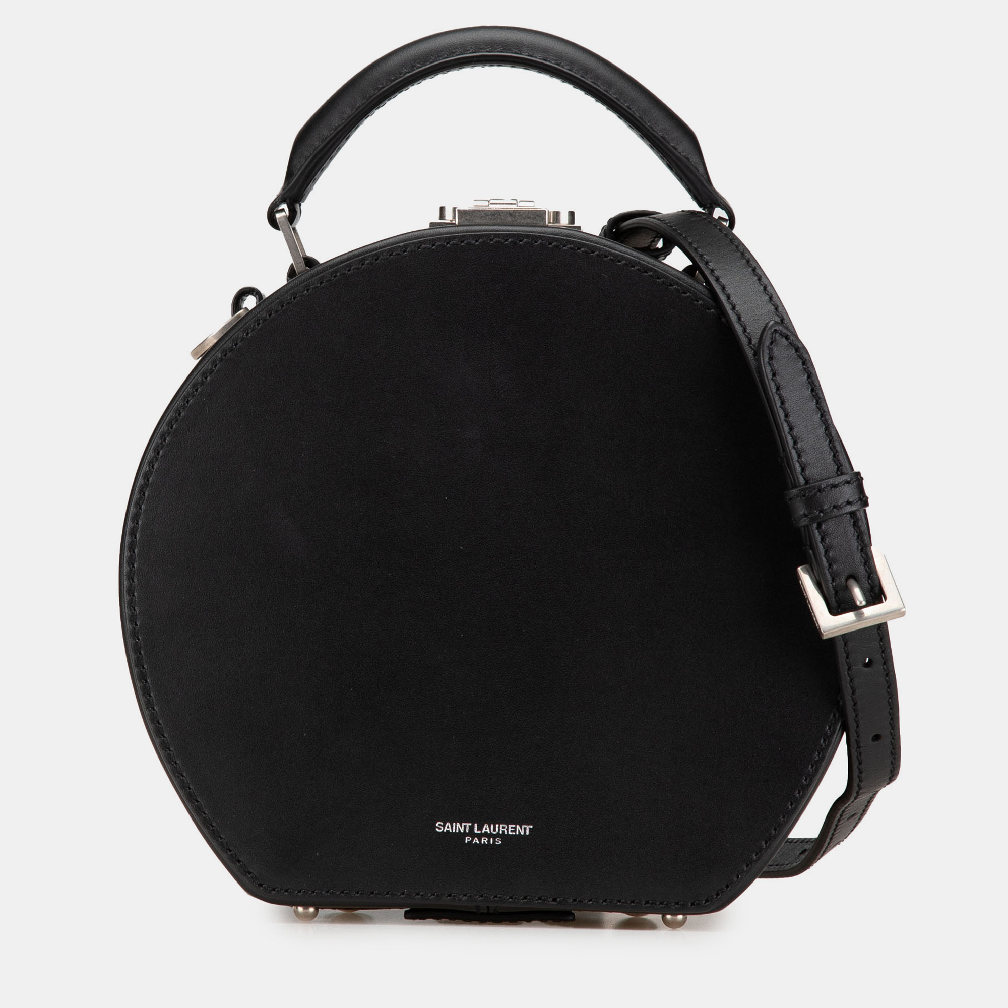 

Saint Laurent Paris Black Small Leather Mica Hatbox Satchel