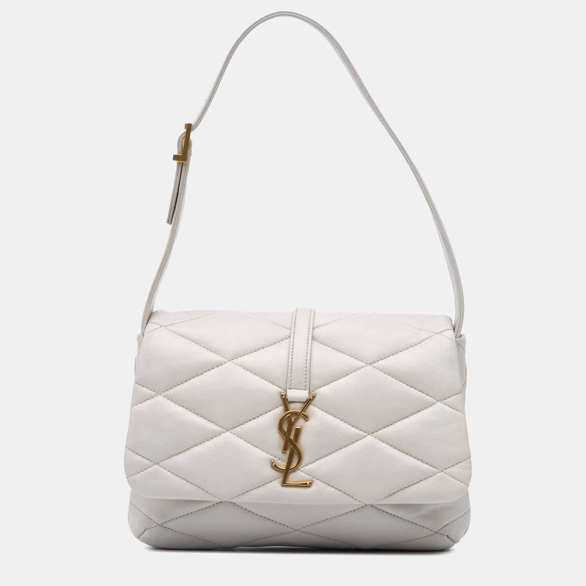 

Saint Laurent Paris White Quilted Lambskin Le 57 Shoulder Bag