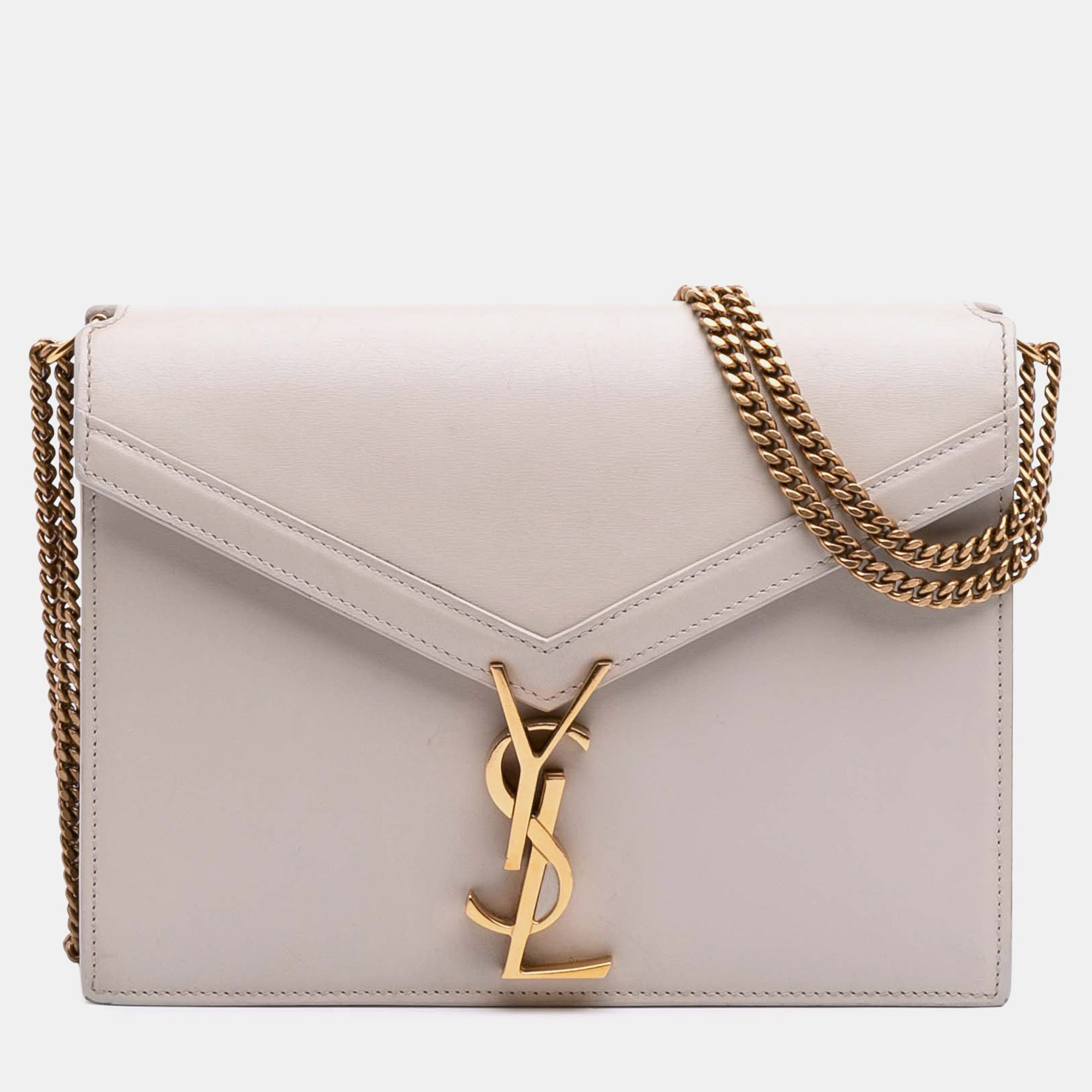 

Saint Laurent Paris White Calfskin Monogram Cassandra Clasp Bag