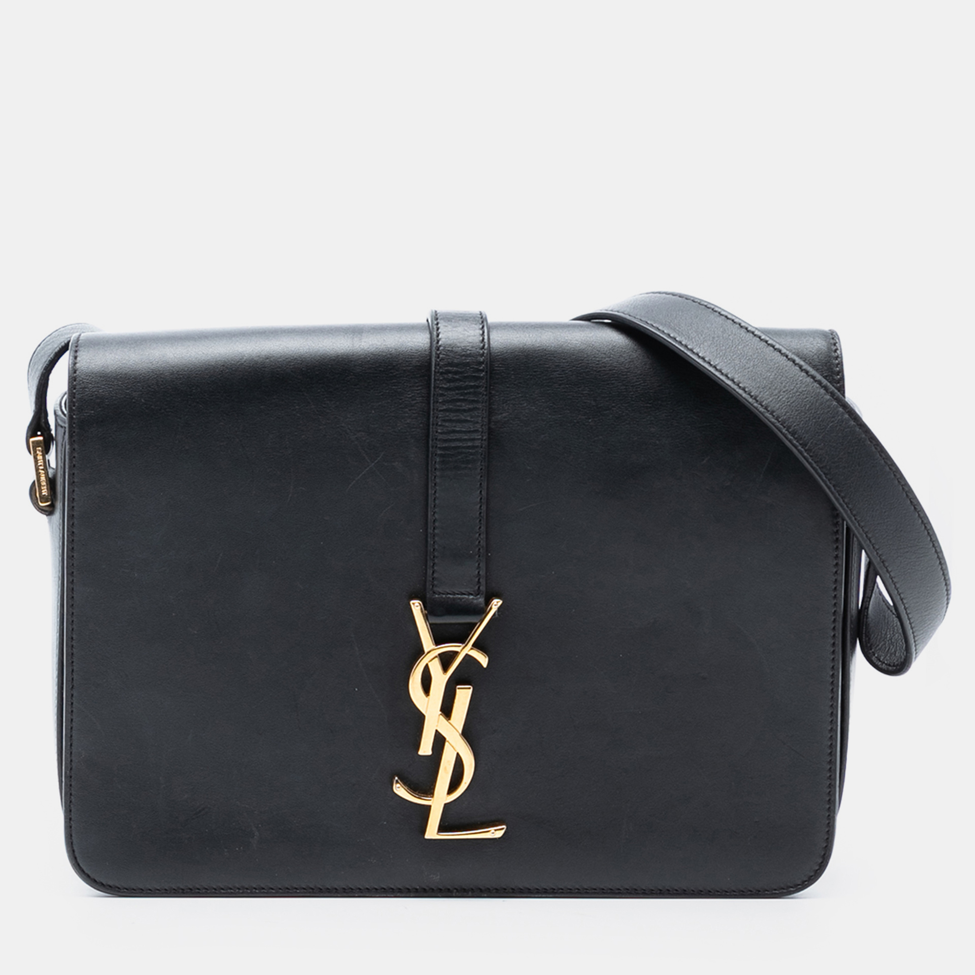 

Saint Laurent Paris Black Medium Leather Monogram Universite Bag