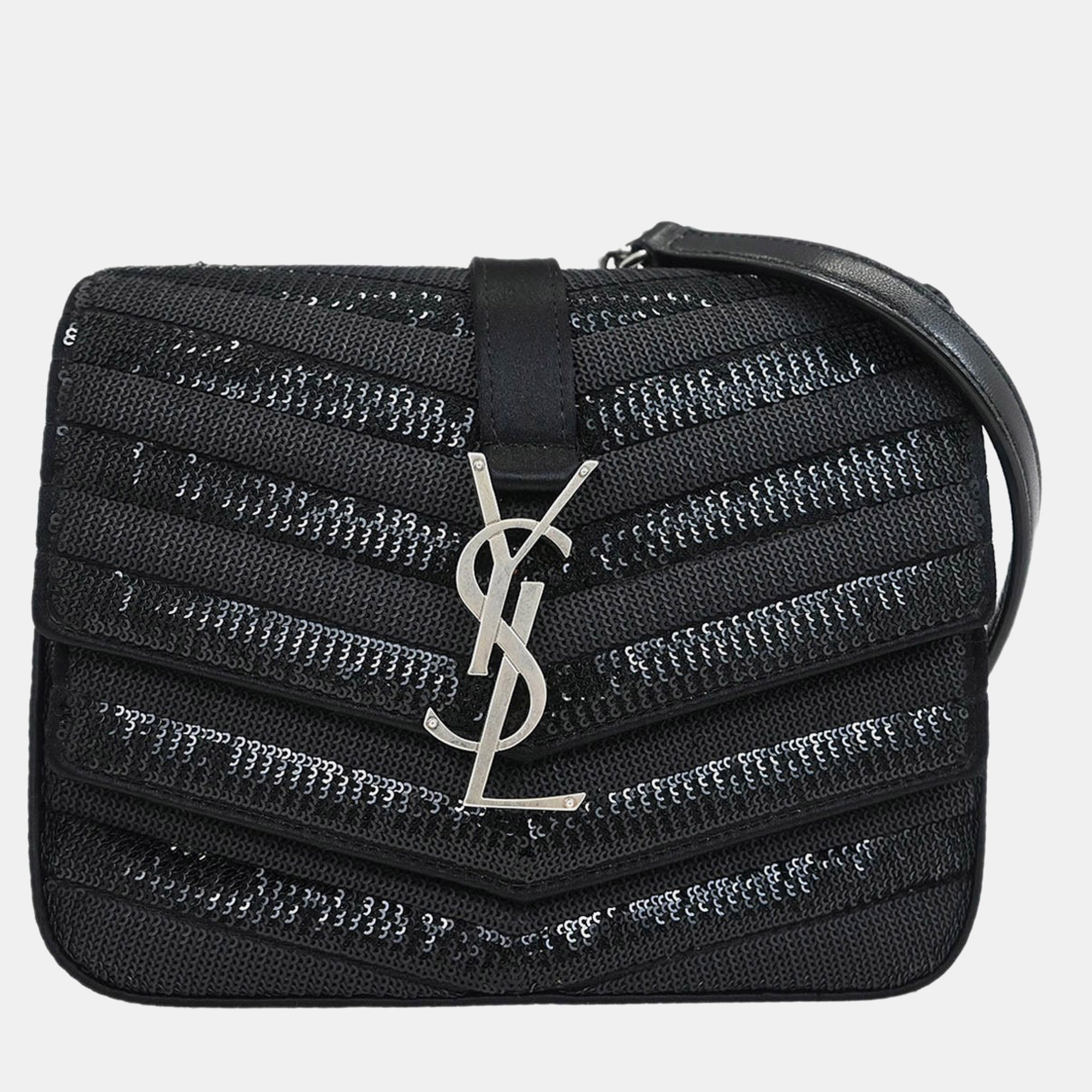 

Saint Laurent Black Sequins Sulpice Shoulder Bag