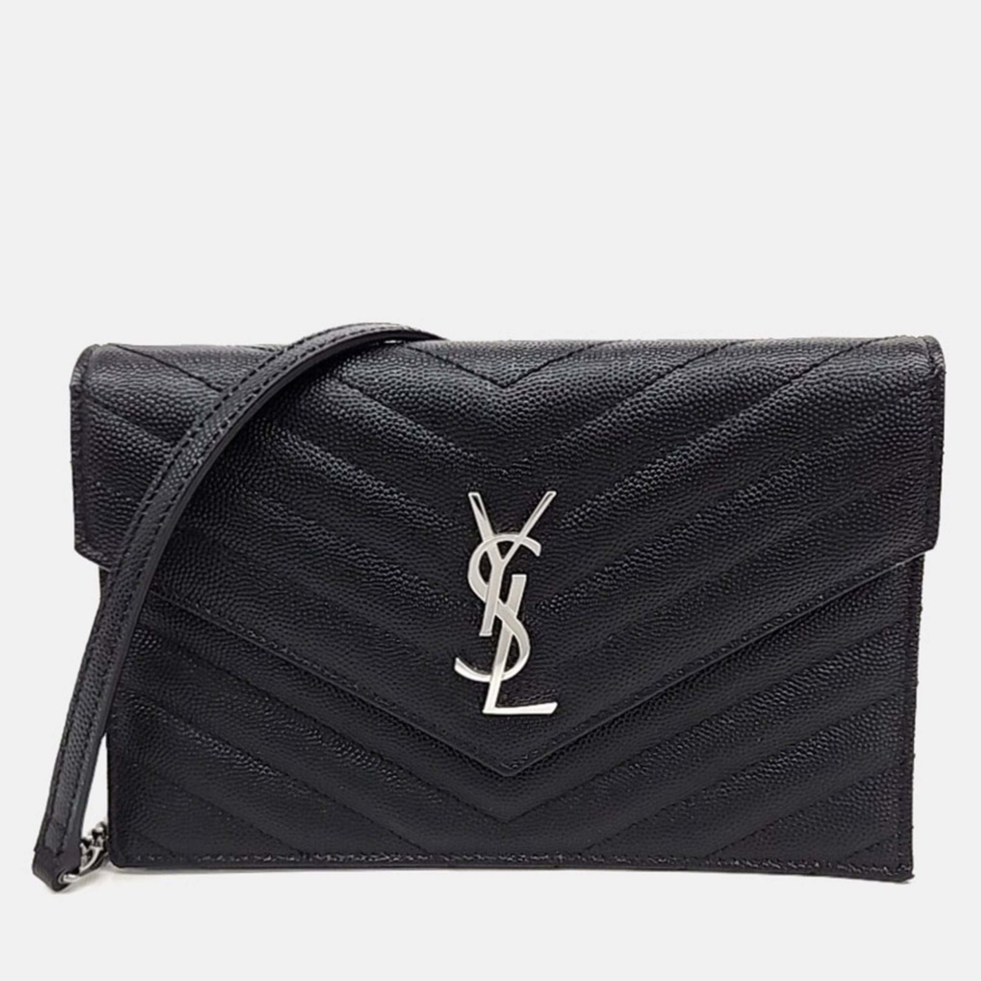 

Saint Laurent Paris Black Leather Envelope Chain Shoulder Bag