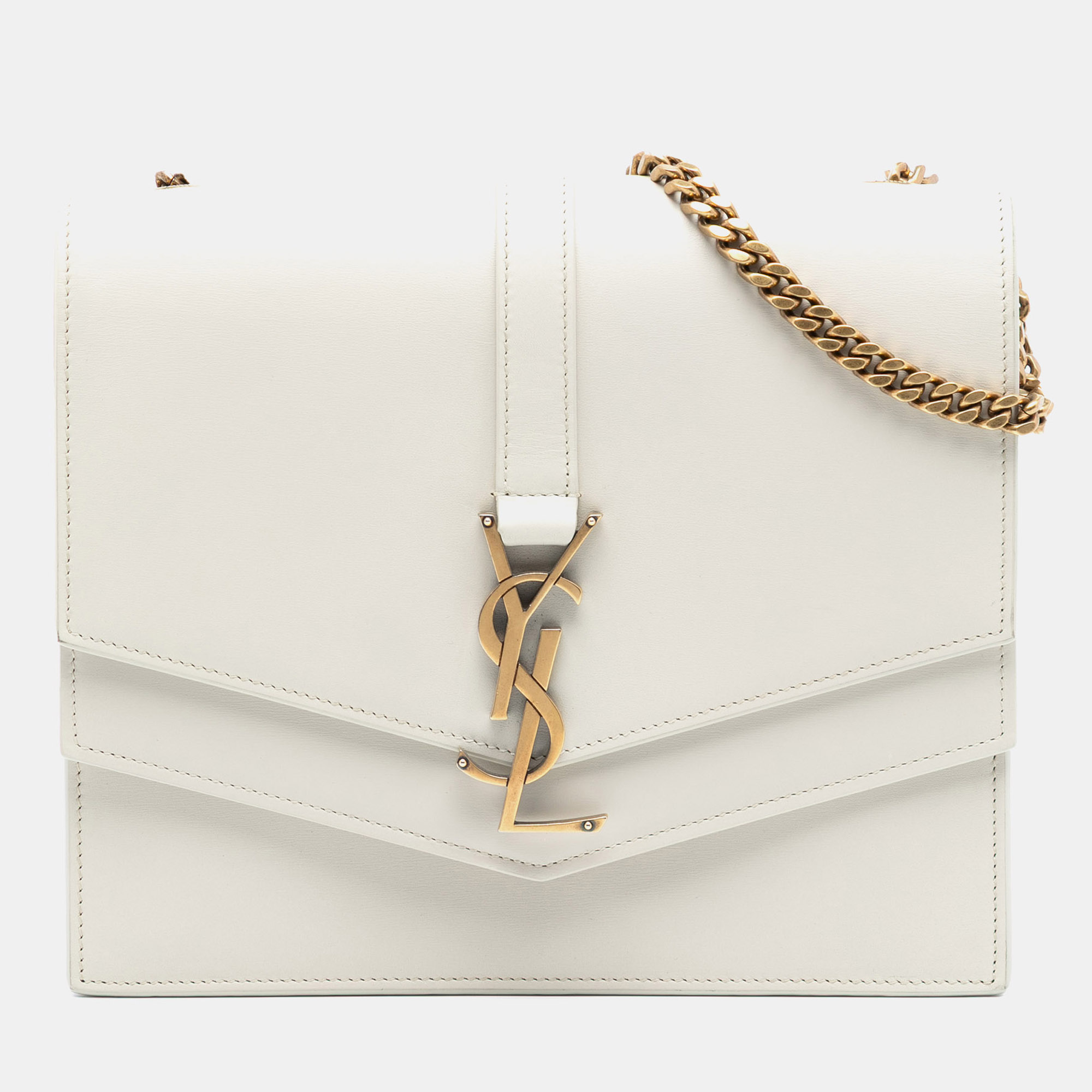

Saint Laurent Paris White Medium Leather Monogram Sulpice Crossbody