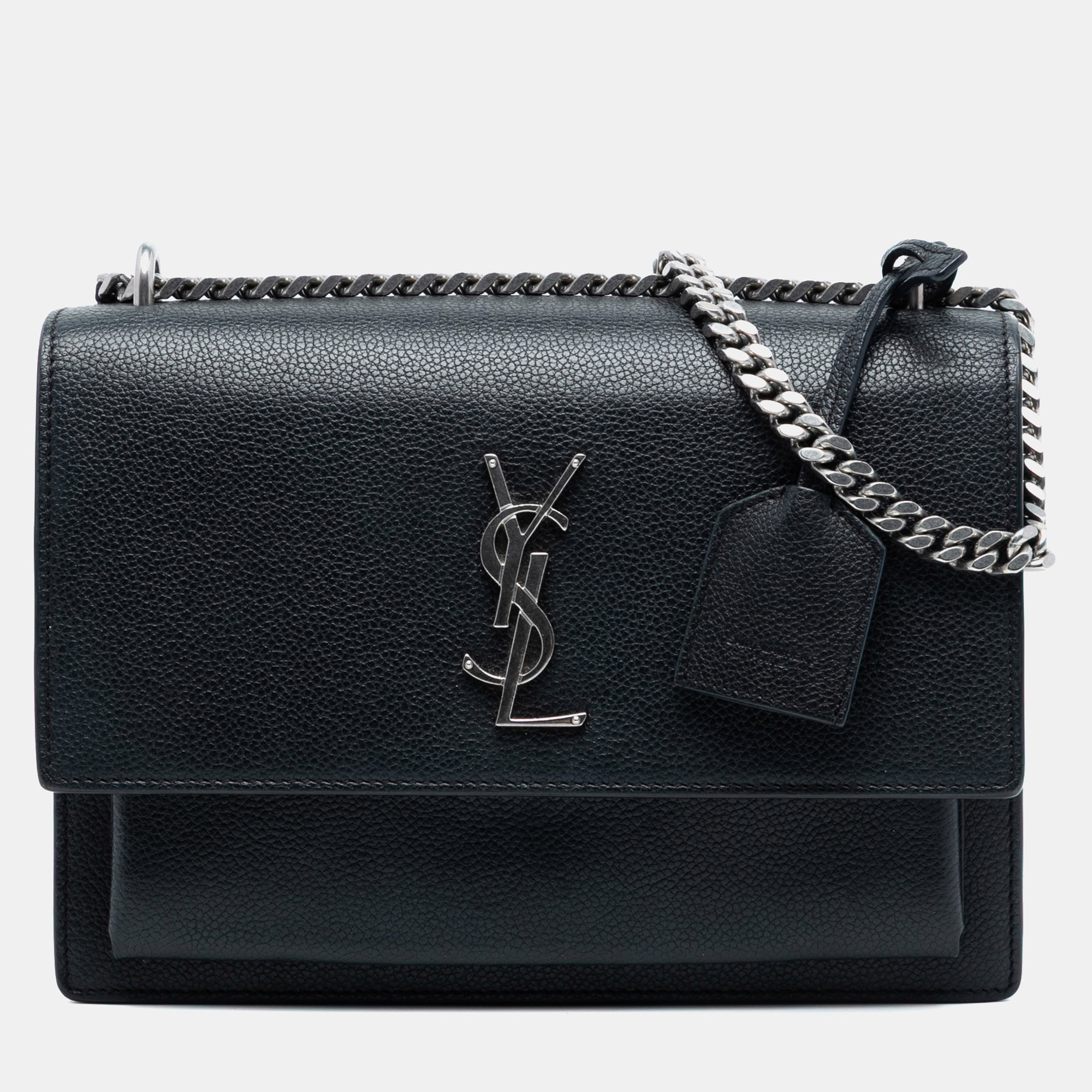 

Saint Laurent Paris Black Medium Grained Calfskin Monogram Sunset Crossbody