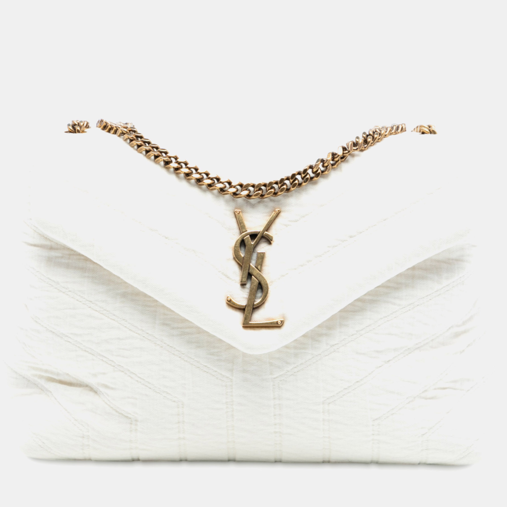 

Saint Laurent Paris White Small Jersey Loulou Puffer Shoulder Bag