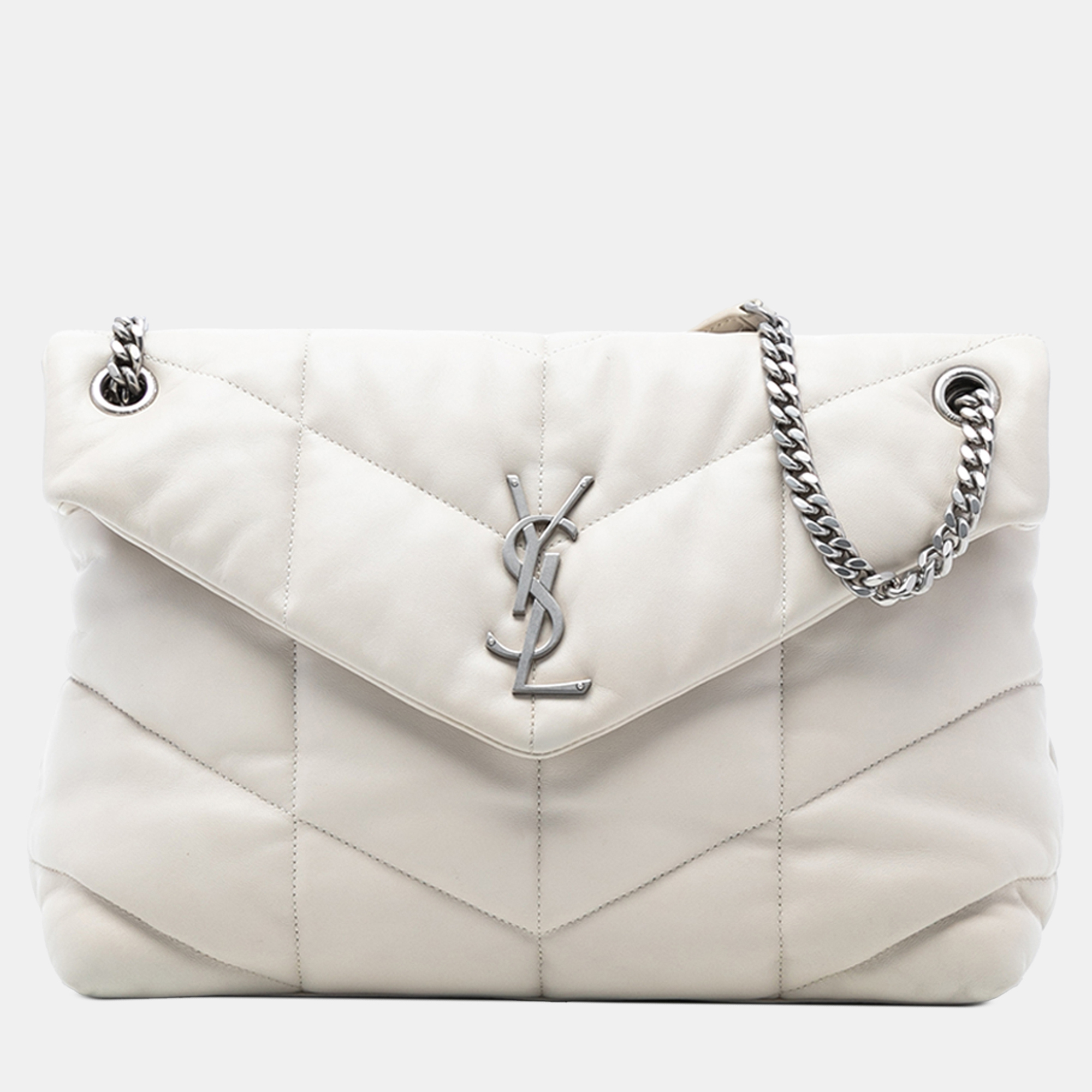 

Saint Laurent Paris White Medium Nappa LouLou Puffer Shoulder Bag