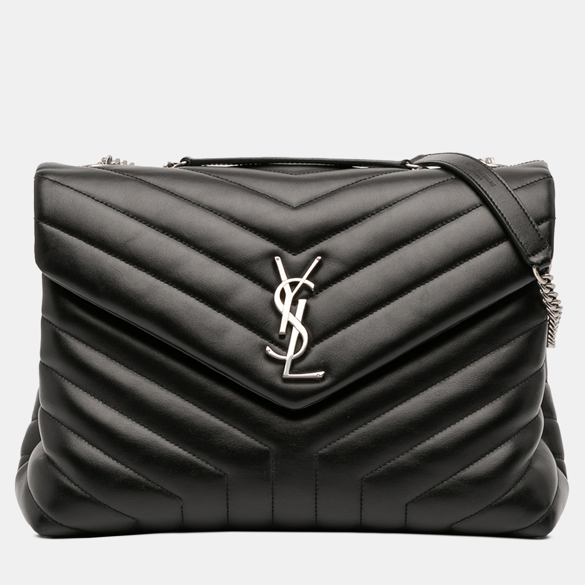 

Saint Laurent Paris Black Medium Matelasse Leather LouLou Shoulder Bag