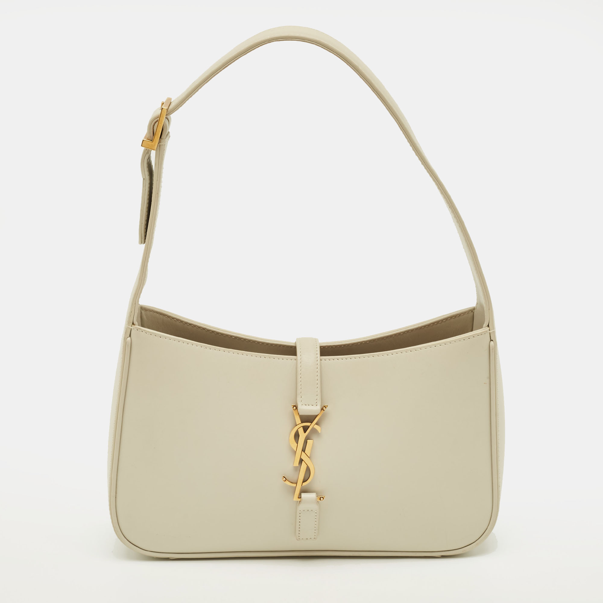 

Saint Laurent LE 5 À 7 Ivory Leather Shoulder Bag, White