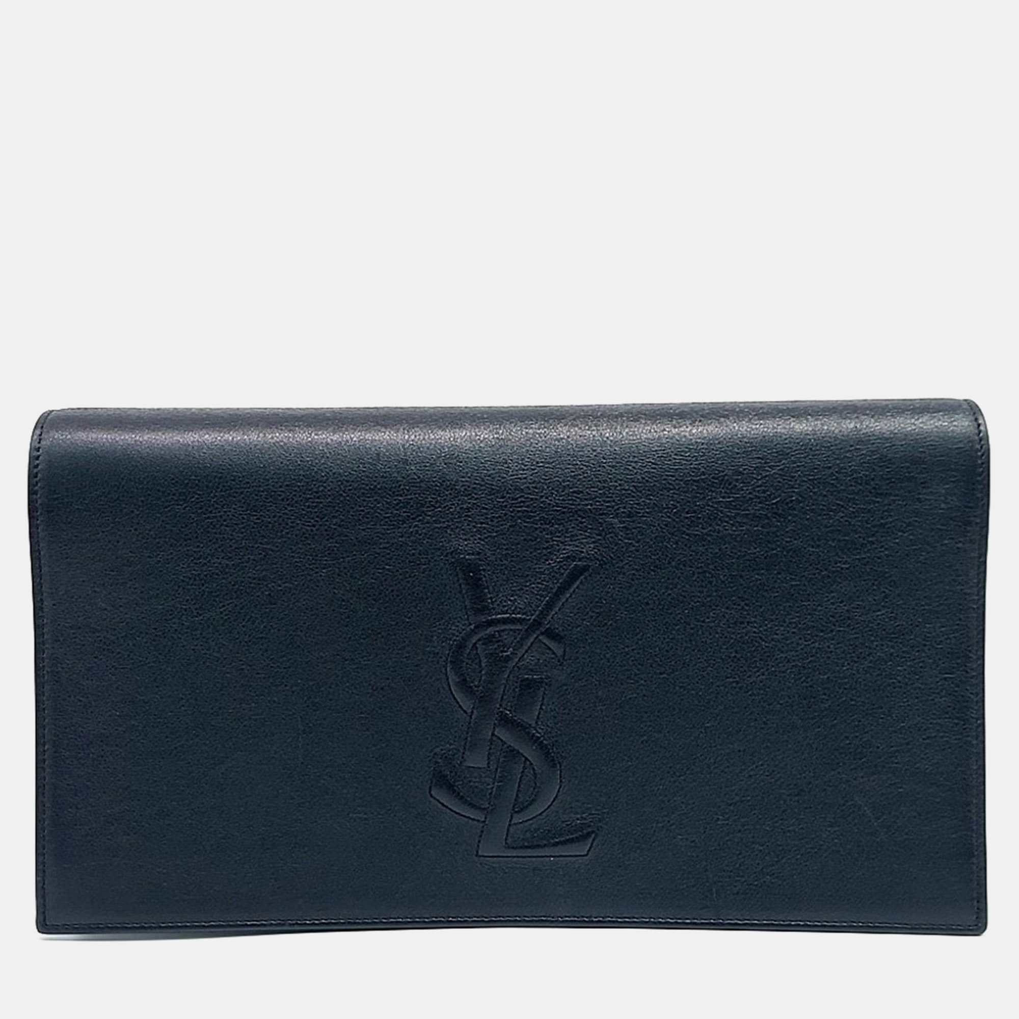 

Saint Laurent Paris Black Leather Clutch (361120)