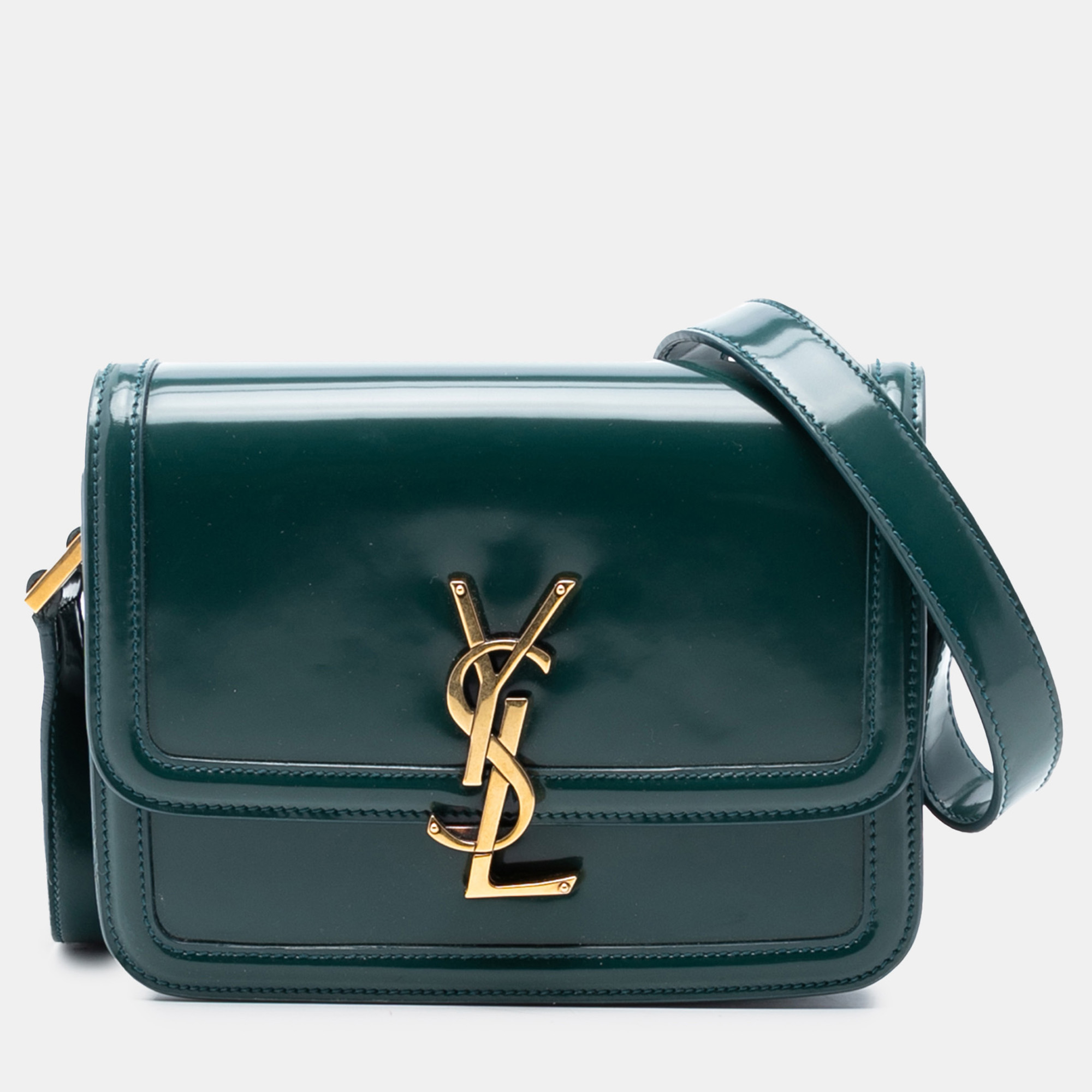 

Saint Laurent Paris Green Small Patent Solferino Satchel In Box