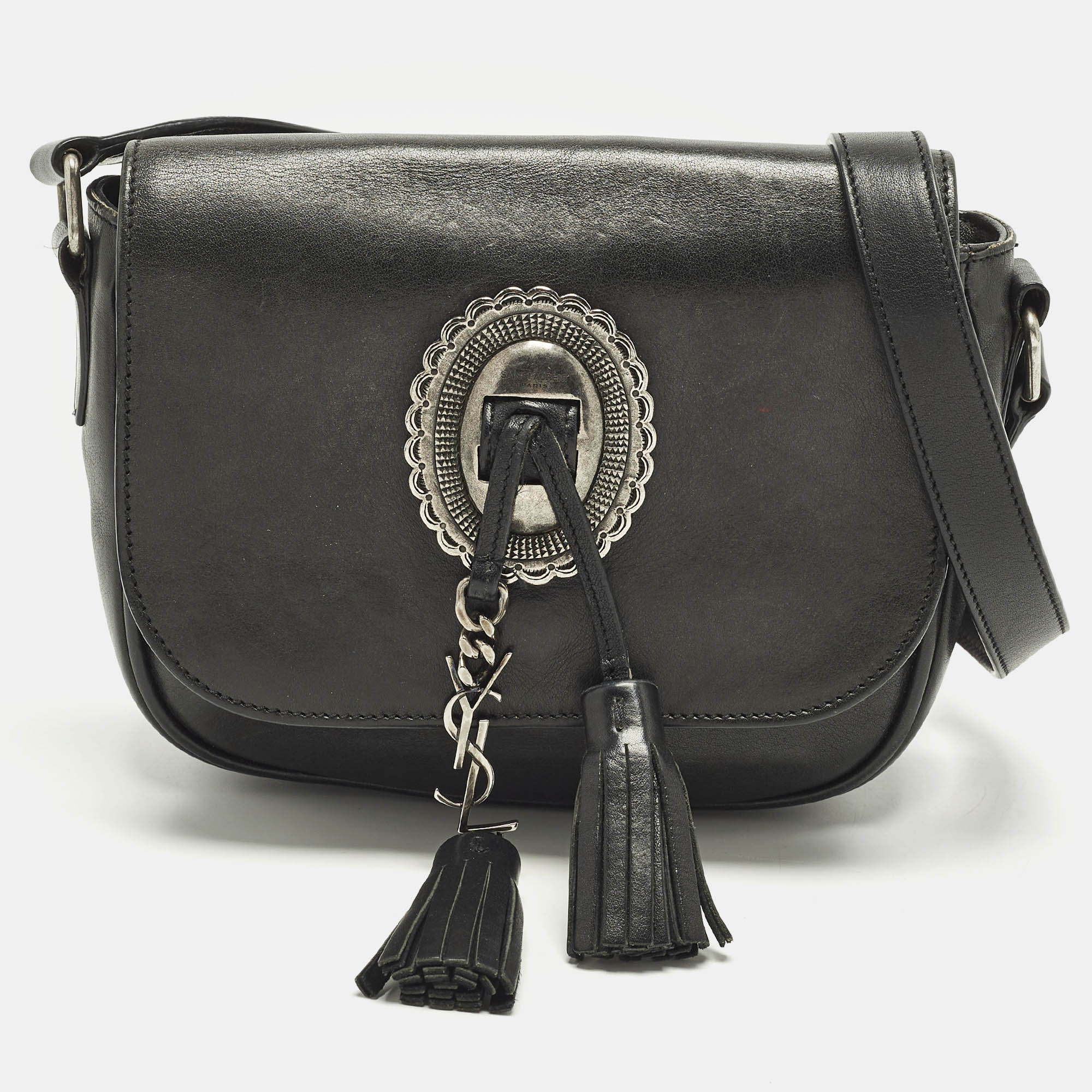 

Saint Laurent Kim Tassel Black Leather Crossbody Bag