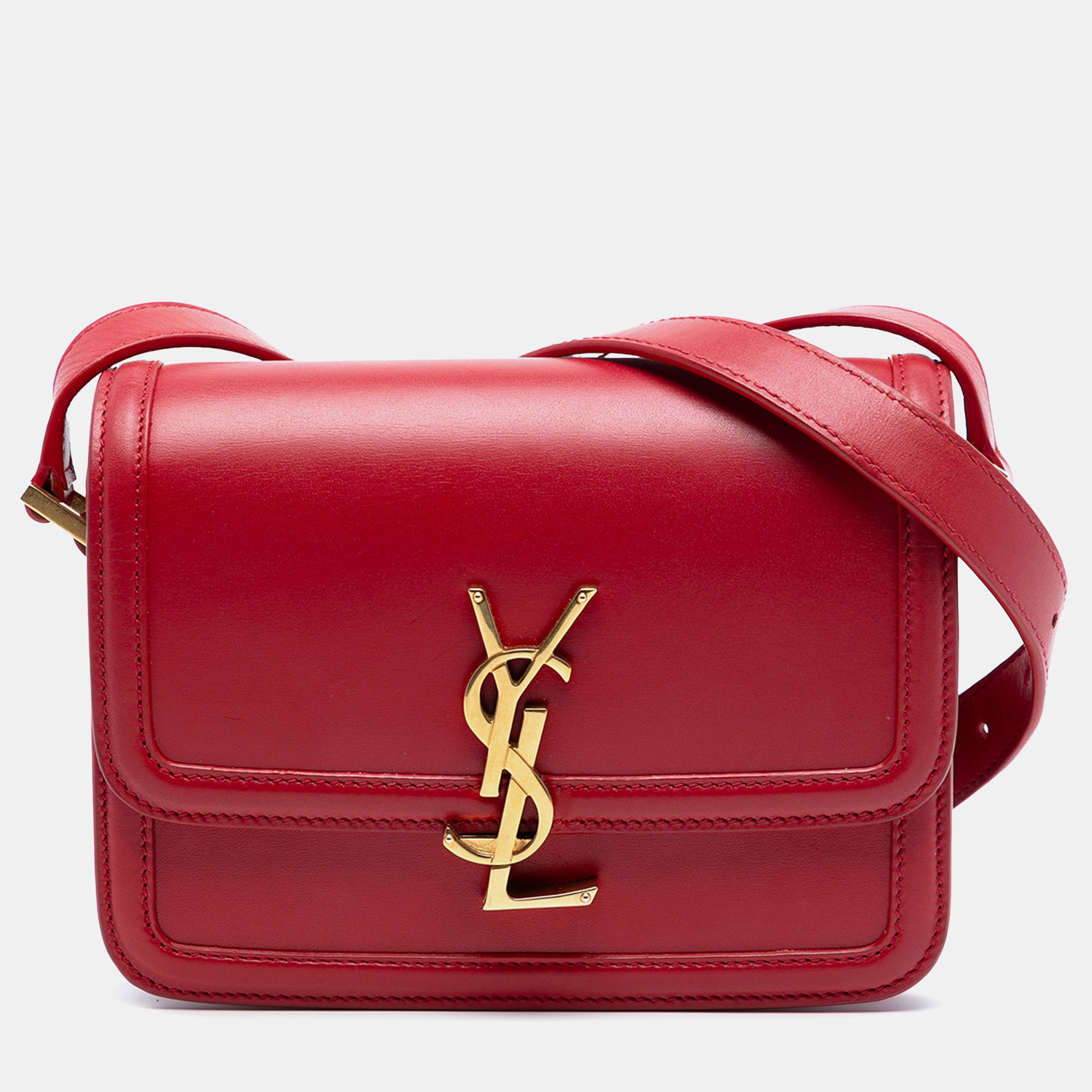 

Saint Laurent Paris Red Small Calfskin Solferino Satchel In Box