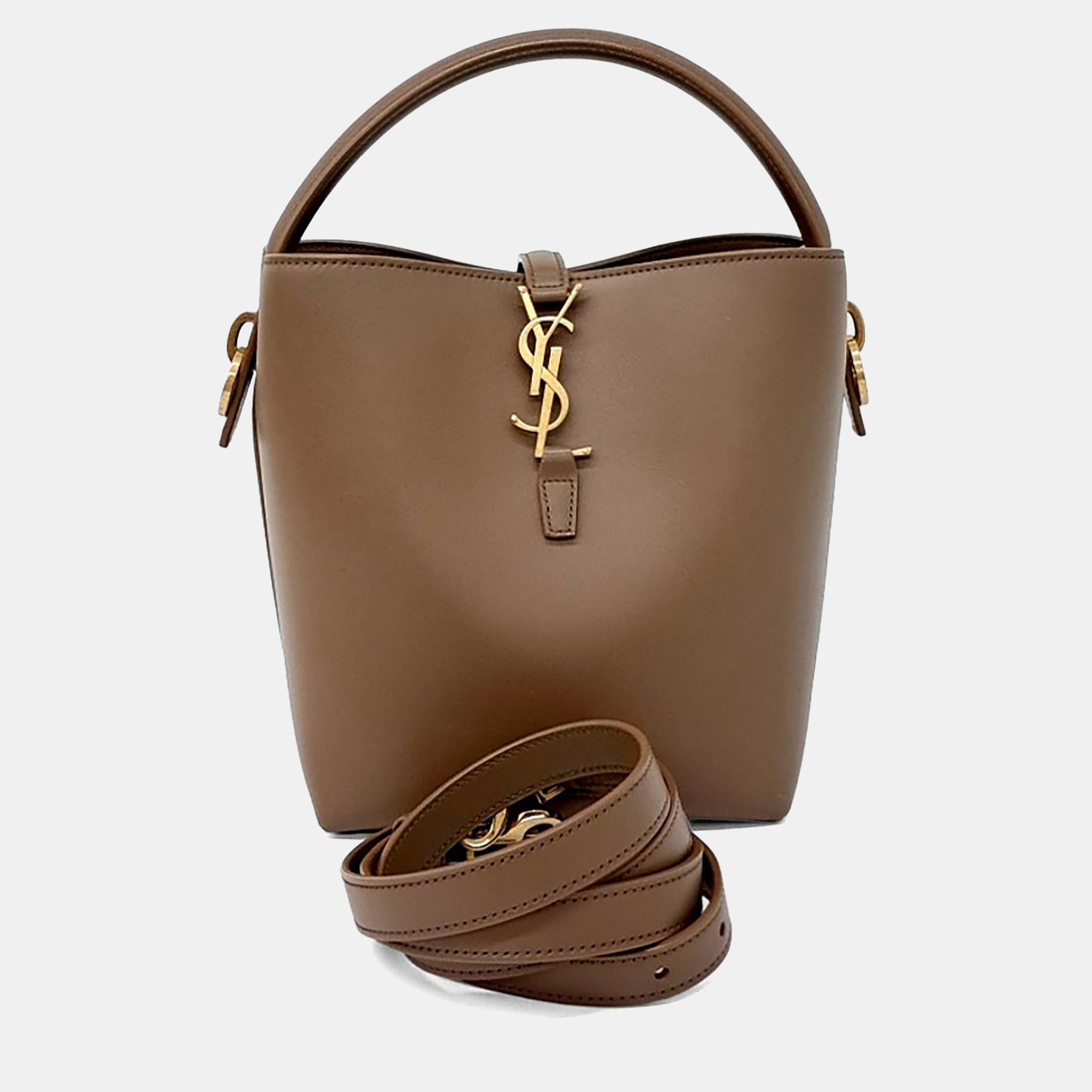 

Saint Laurent Paris Brown Leather Bucket Bag