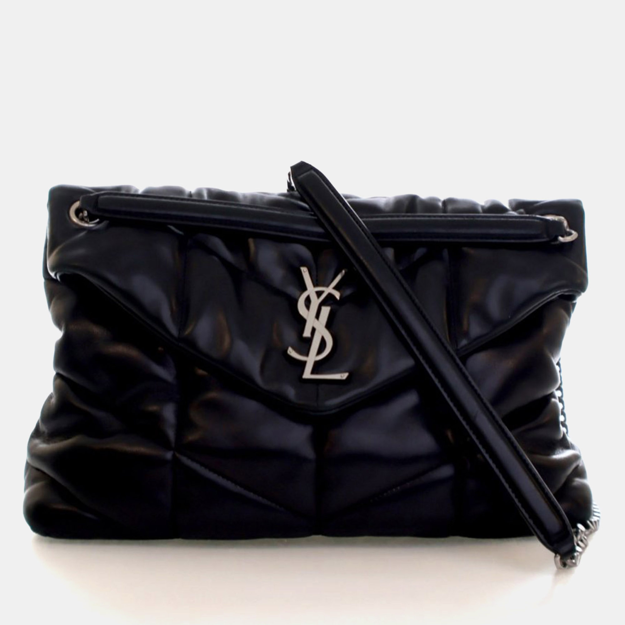 

Saint Laurent Loulou Puffer Medium Lambskin Leather Shoulder Bag, Black