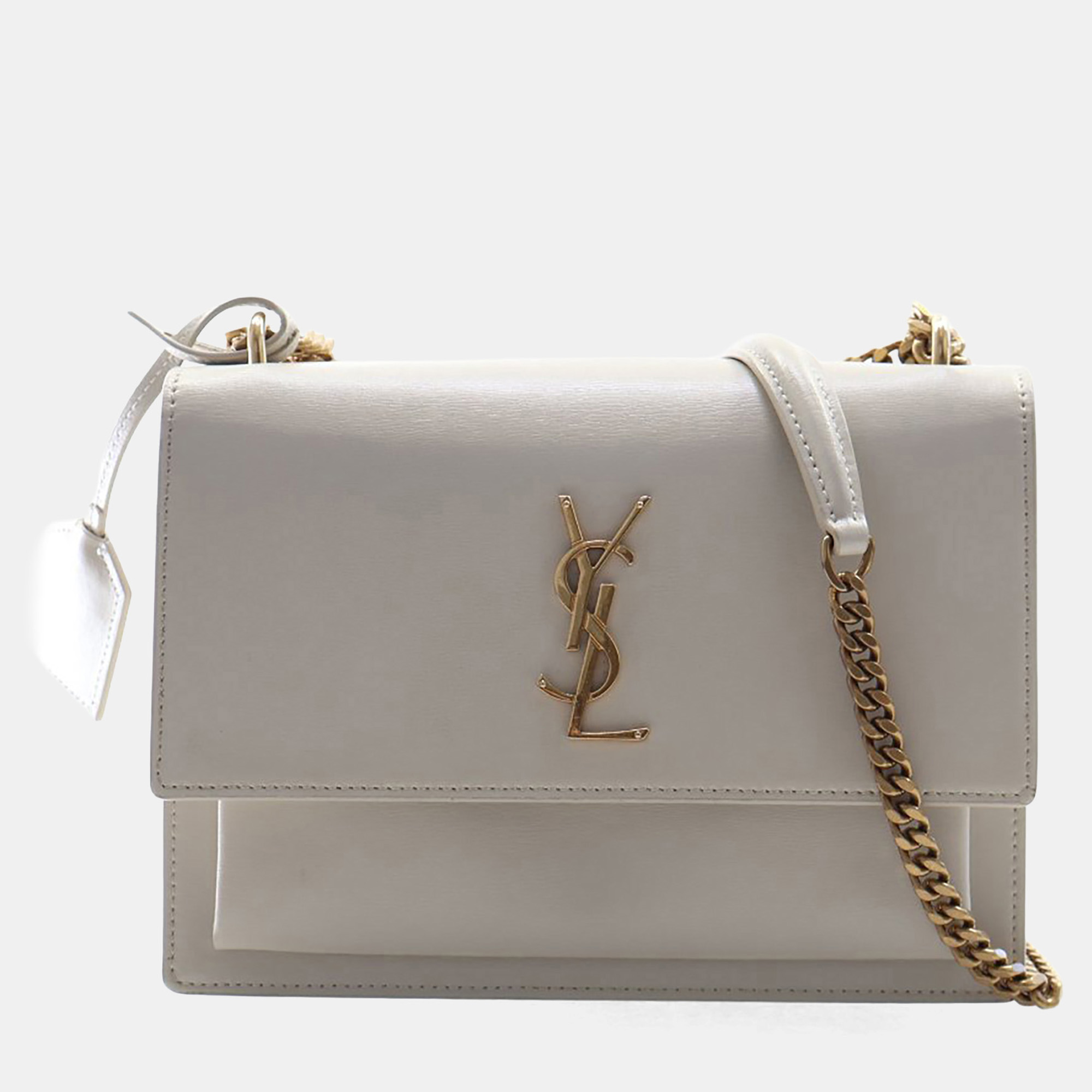 

Saint Laurent Medium Beige/White Calfskin Sunset Flap Bag