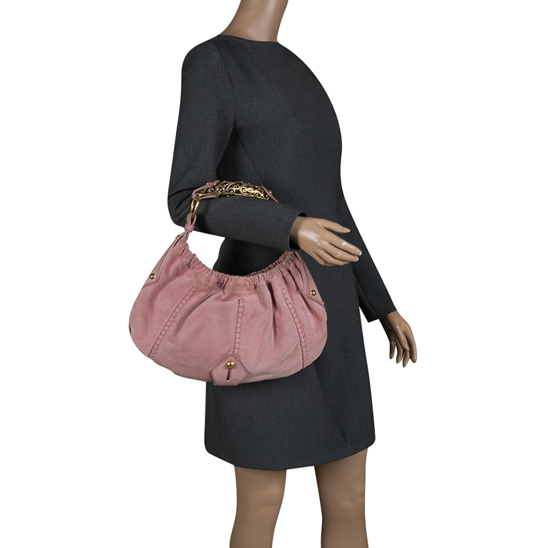 

Yves Saint Laurent Pink Suede Vincennes Mombasa Hobo