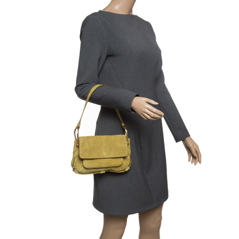 

Yves Saint Laurent Green Suede Shoulder Bag
