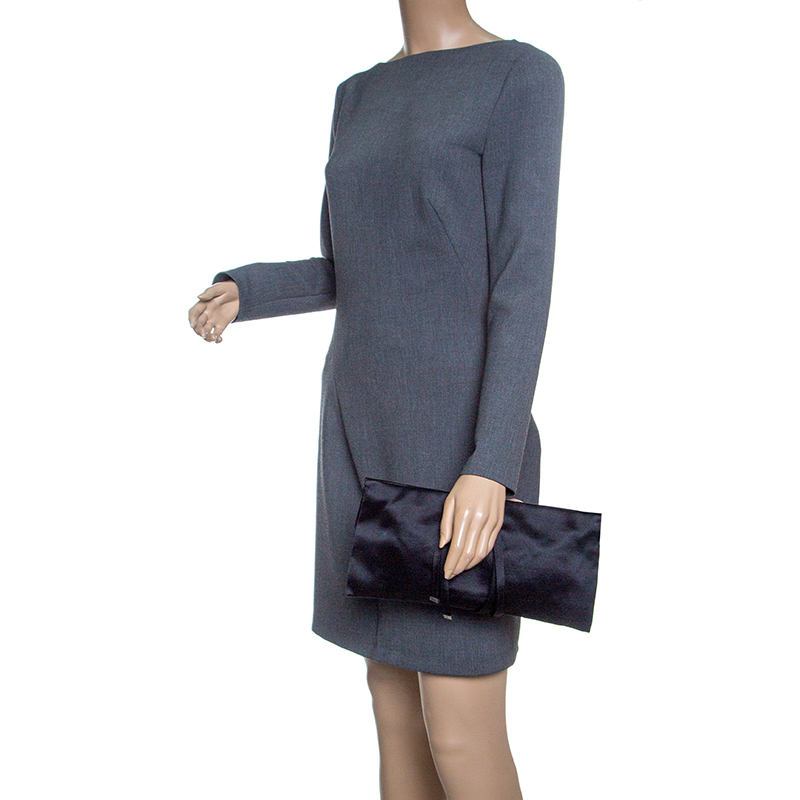 

Yves Saint Laurent Black Satin Flat Clutch