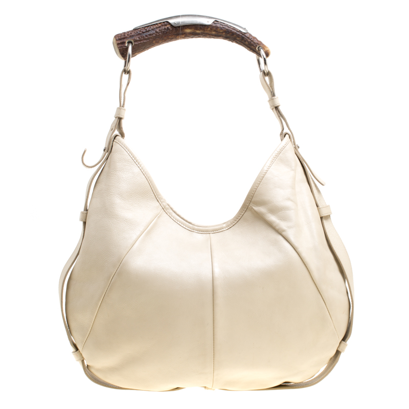 Saint Laurent Light Beige Leather Mombasa Hobo
