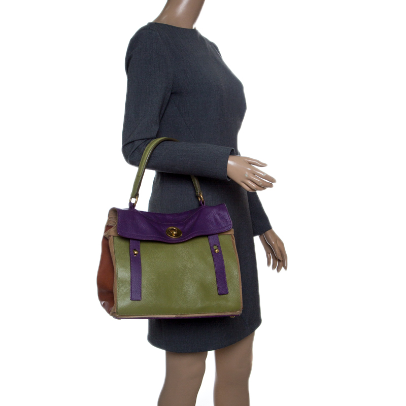 

Saint Laurent Multicolor Leather and Suede Medium Muse Two Satchel