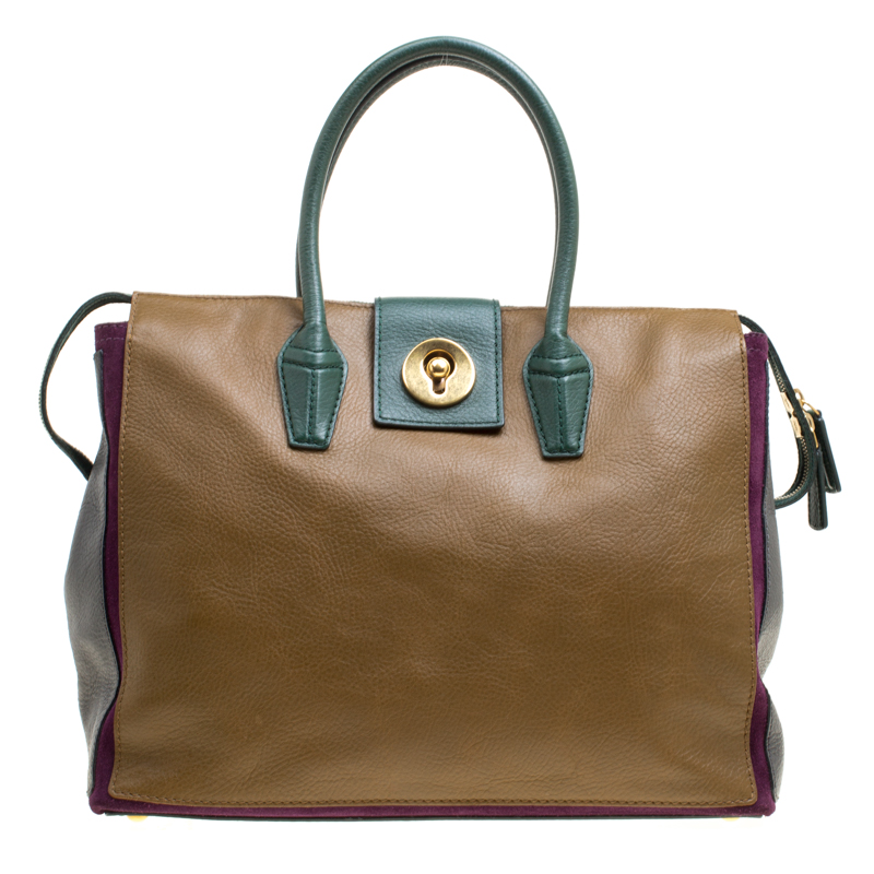 Pre Owned حقيبة سان لوران موس تو سويدي وجلد متعددة  الألون