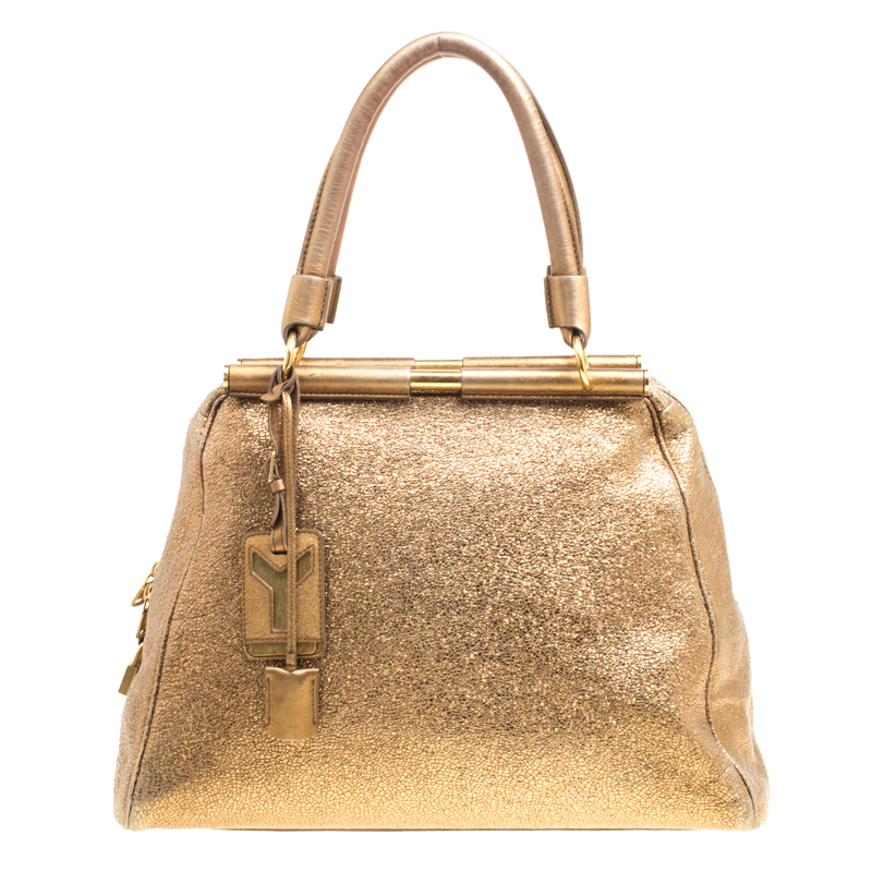 Saint Lau Metallic Gold Leather Medium Majorelle Tote Bag
