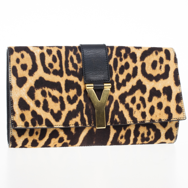 leopard ysl clutch