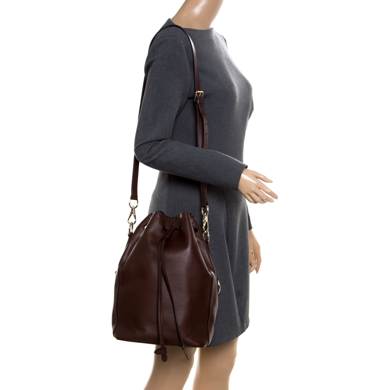 

Ralph Lauren Brown Leather Ricky Drawstring Bucket Bag