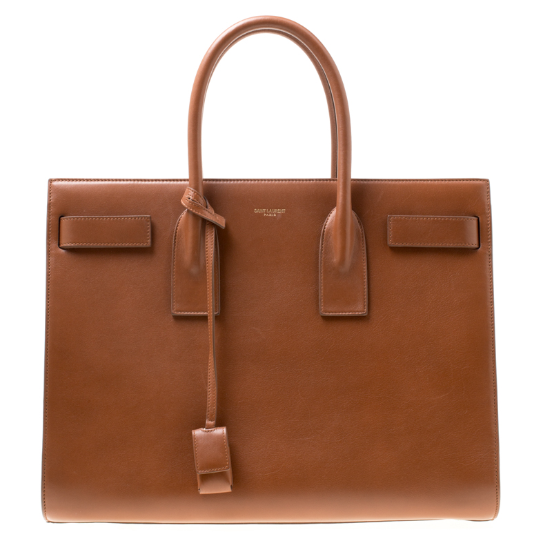 مملوكة مسبقًا Saint Laurent Brown Leather Large Sac De Jour Tote