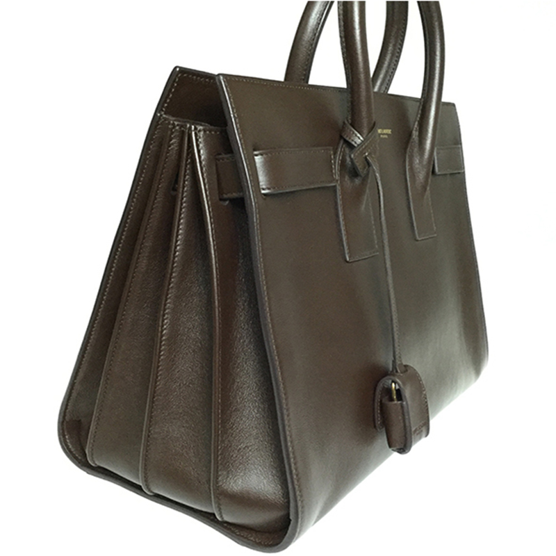 

Saint Laurent Paris Dark Brown Calfskin Leather Small Sac De Jour Tote