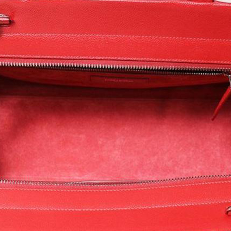 

Saint Laurent Paris Red Grained Leather Small Cabas Rive Gauche Satchel Bag