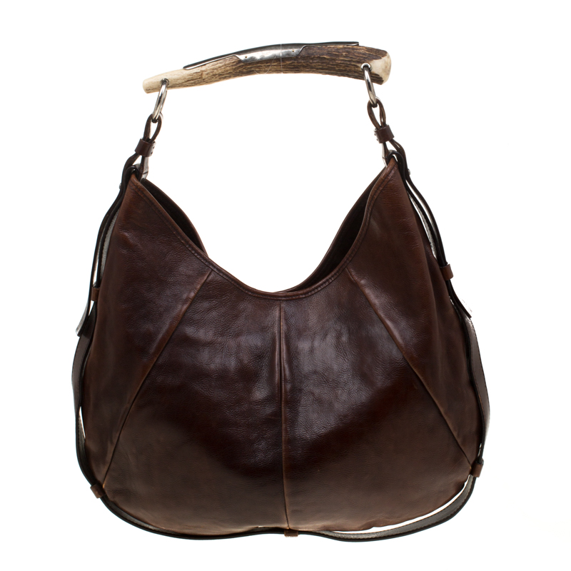 Saint Laurent Brown Leather Mombasa Hobo
