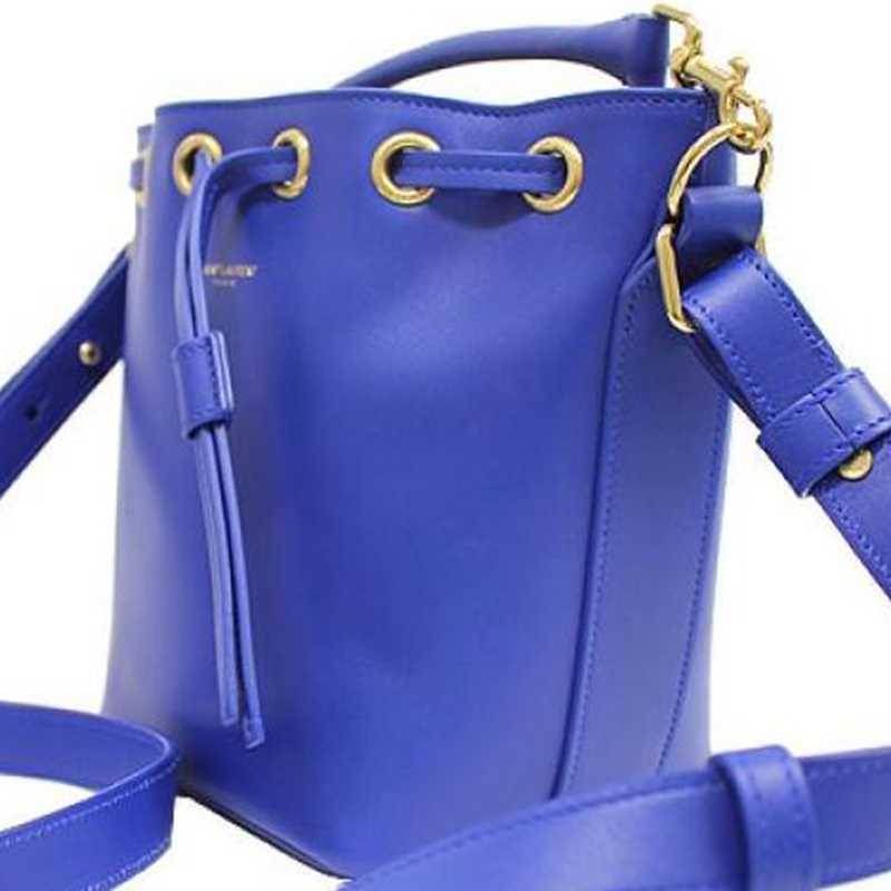 

Saint Laurent Paris Blue Leather Mini Emmanuelle Bucket Bag