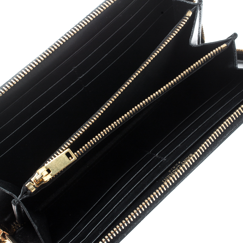 

Saint Laurent Paris Black Leather Zip Around Wallet