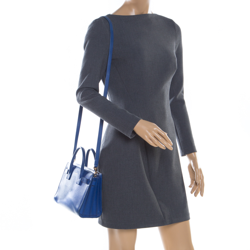 

Saint Laurent Blue Leather Baby Sac De Jour Tote